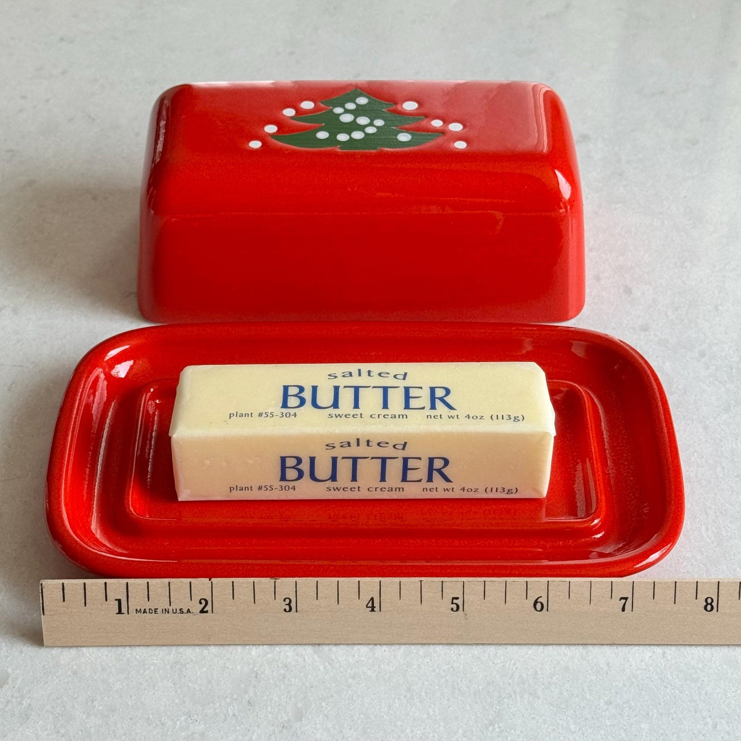 Vintage Waechtersbach Red Christmas Tree Butter Dish