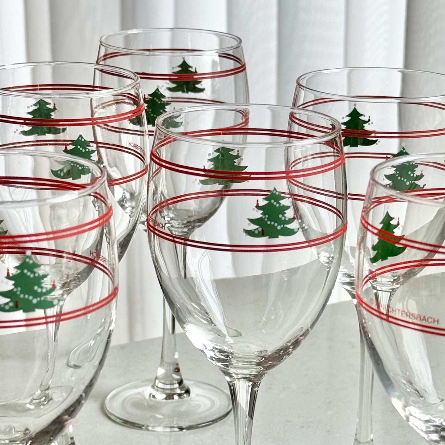 Vintage Waechtersbach Christmas Tree Glasses - Set of 8 Goblets