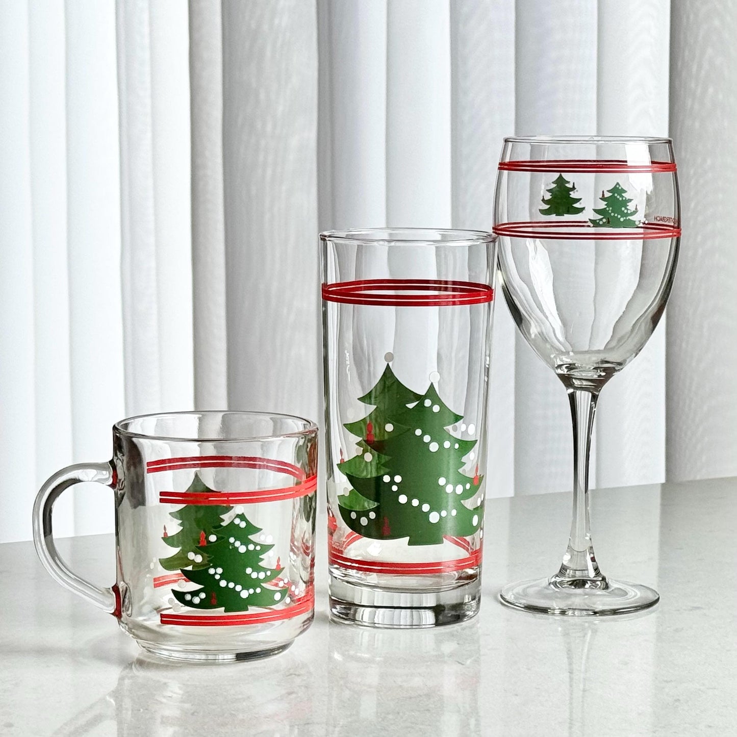 Vintage Waechtersbach Christmas Tree Glasses - Set of 8 Goblets