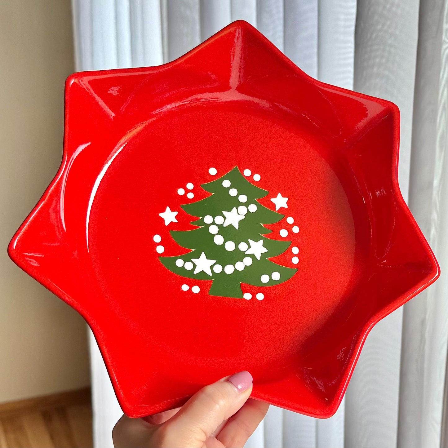 Vintage Waechtersbach Red Christmas Tree Star Bowl