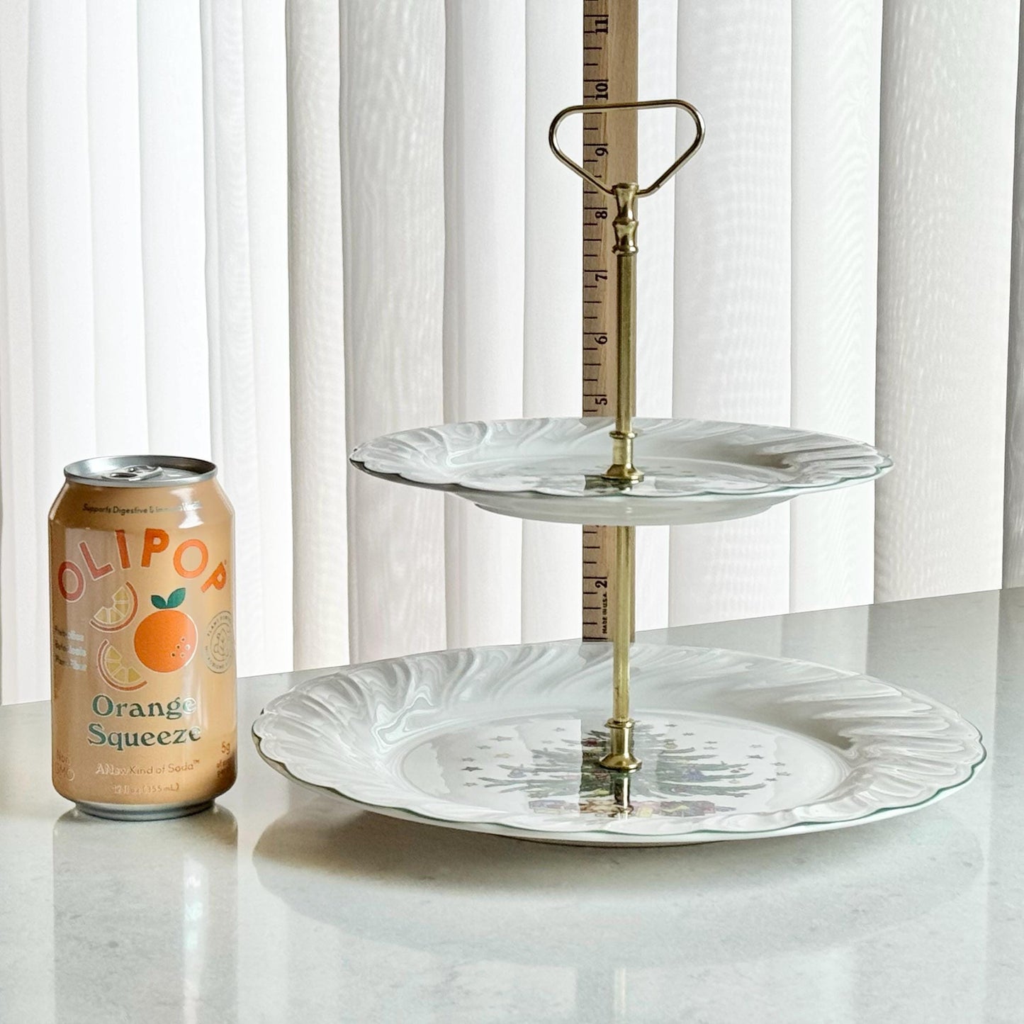 Vintage Nikko Happy Holidays Two Tier Tidbit Tray