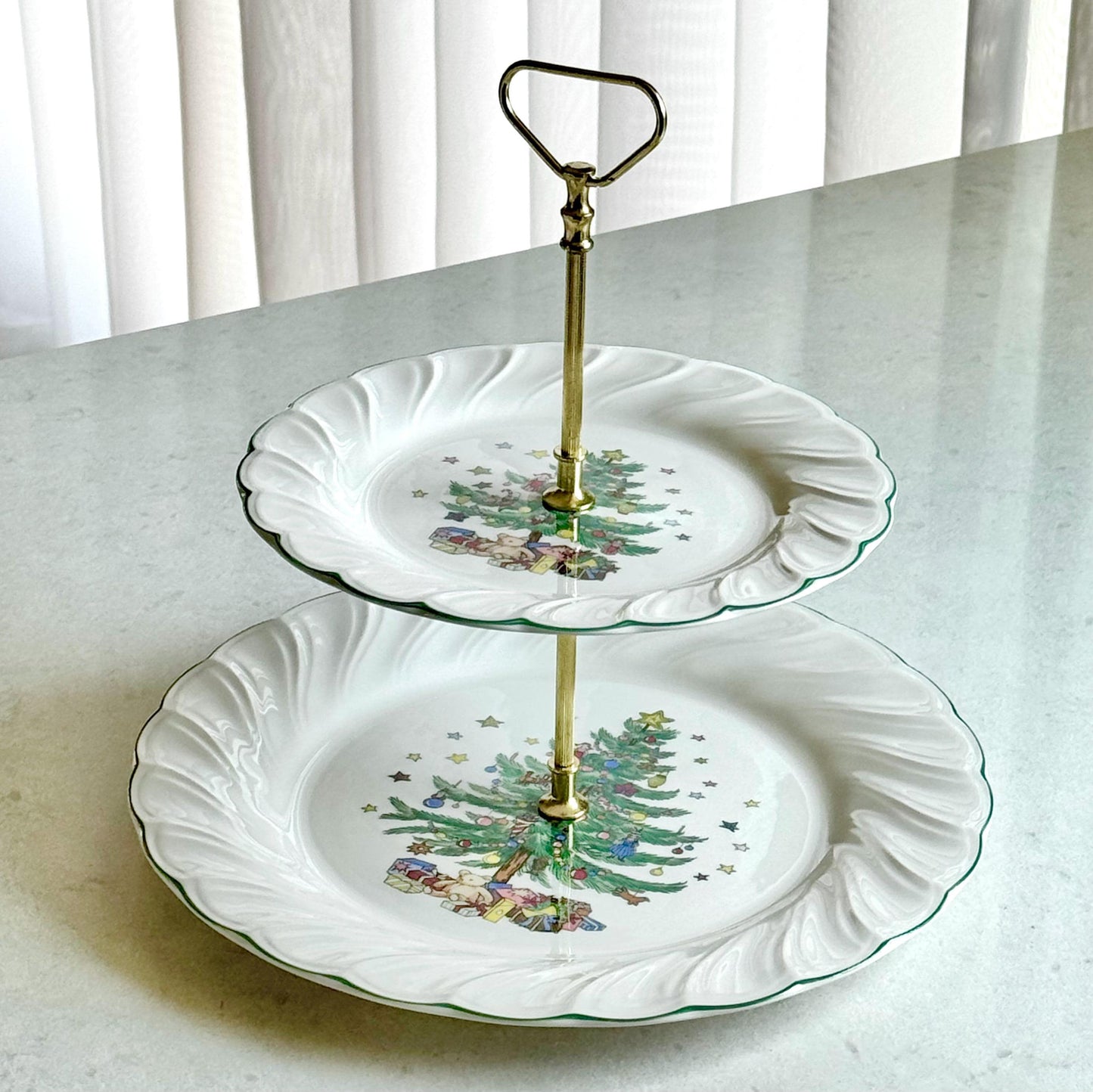 Vintage Nikko Happy Holidays Two Tier Tidbit Tray