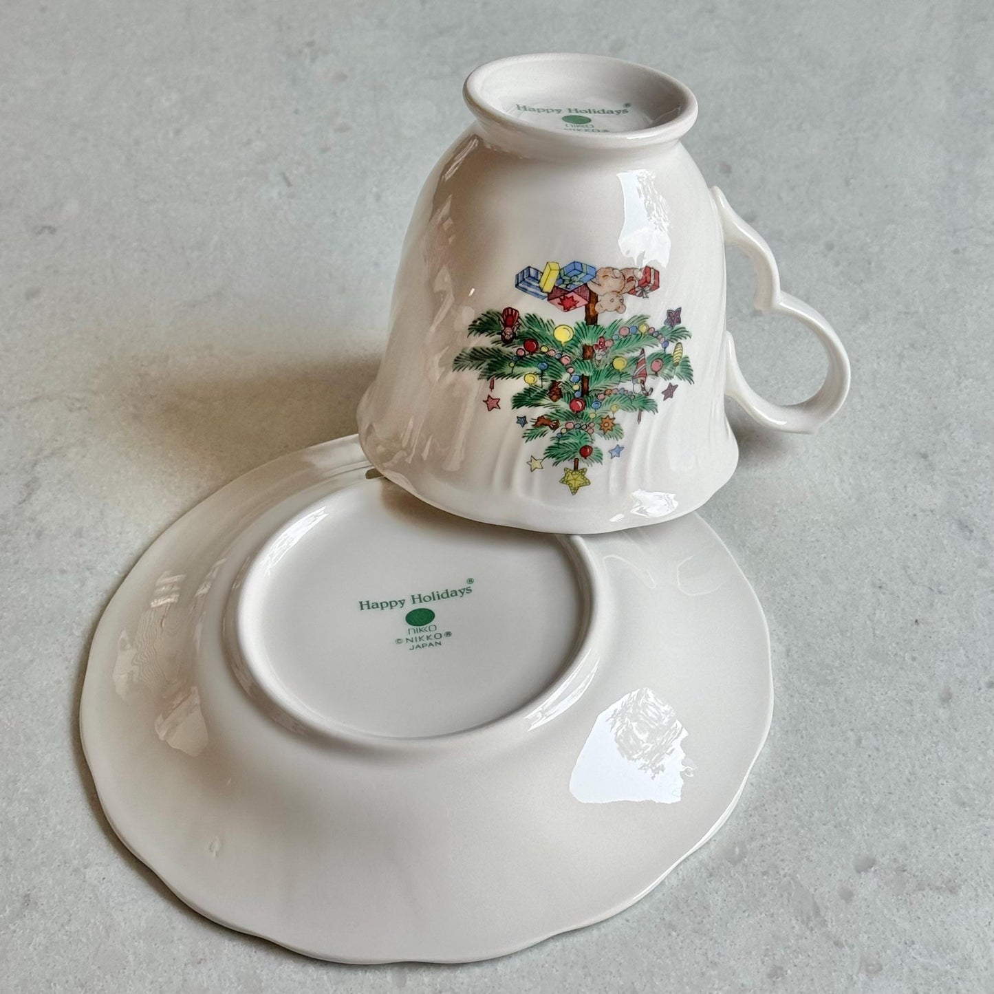 Vintage Nikko Happy Holidays Cups and Saucers - 10 sets, 20 pieces total