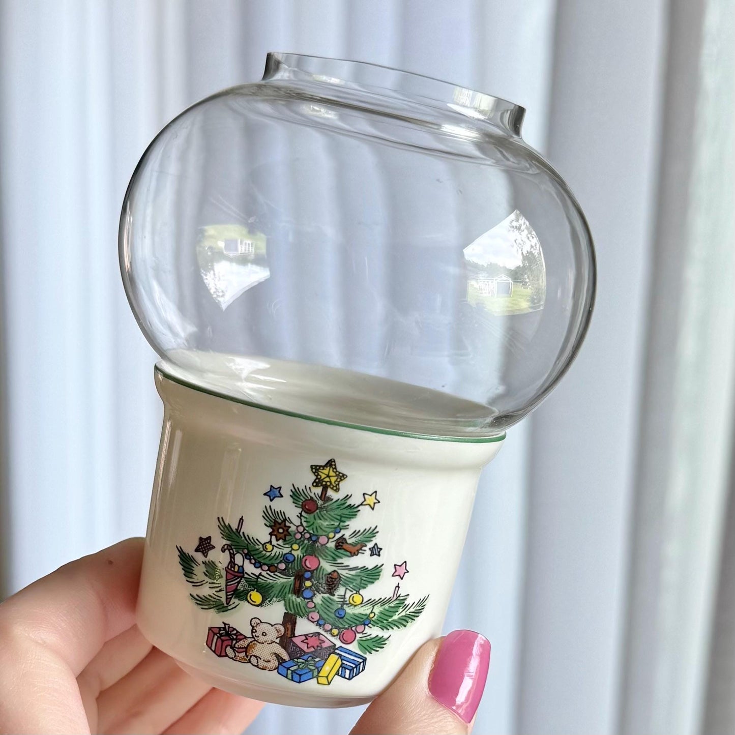 Vintage Nikko Happy Holidays Mini Globe Tea Light Candle Holders - Set of 3