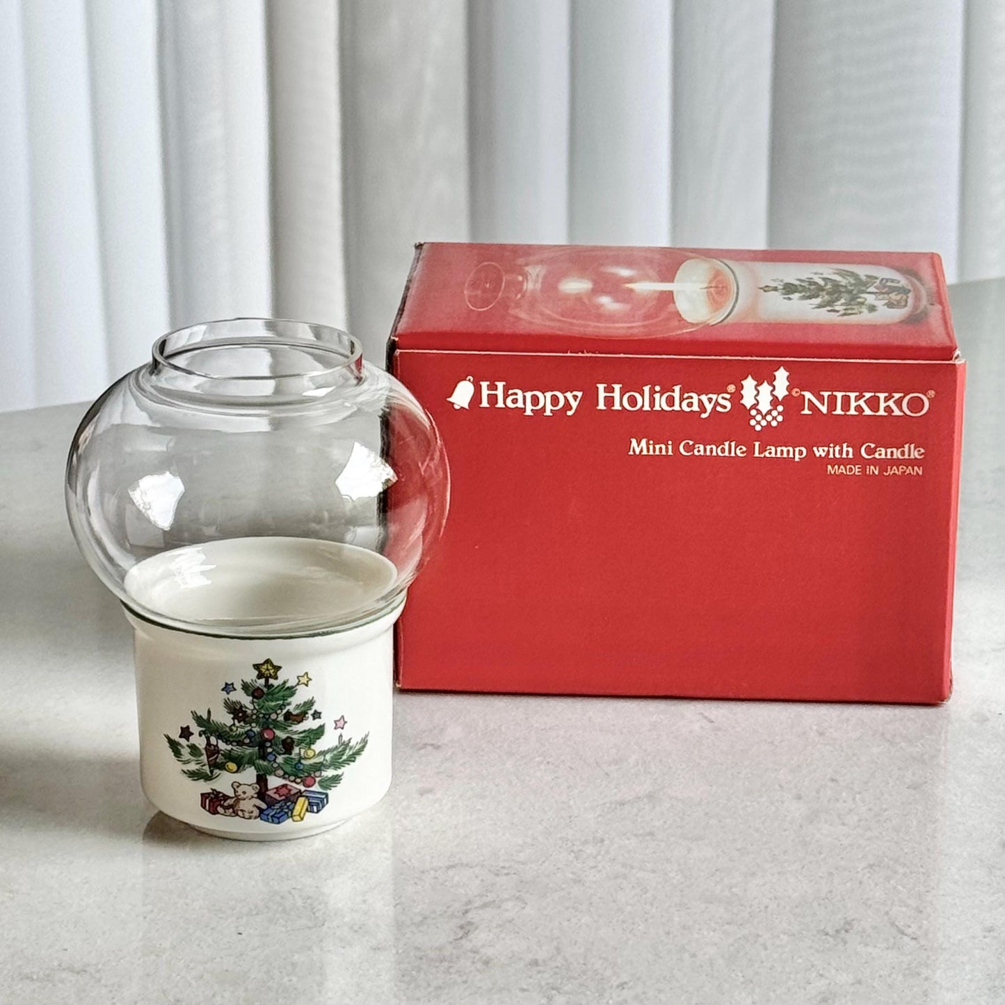 Vintage Nikko Happy Holidays Mini Globe Tea Light Candle Holders - Set of 3