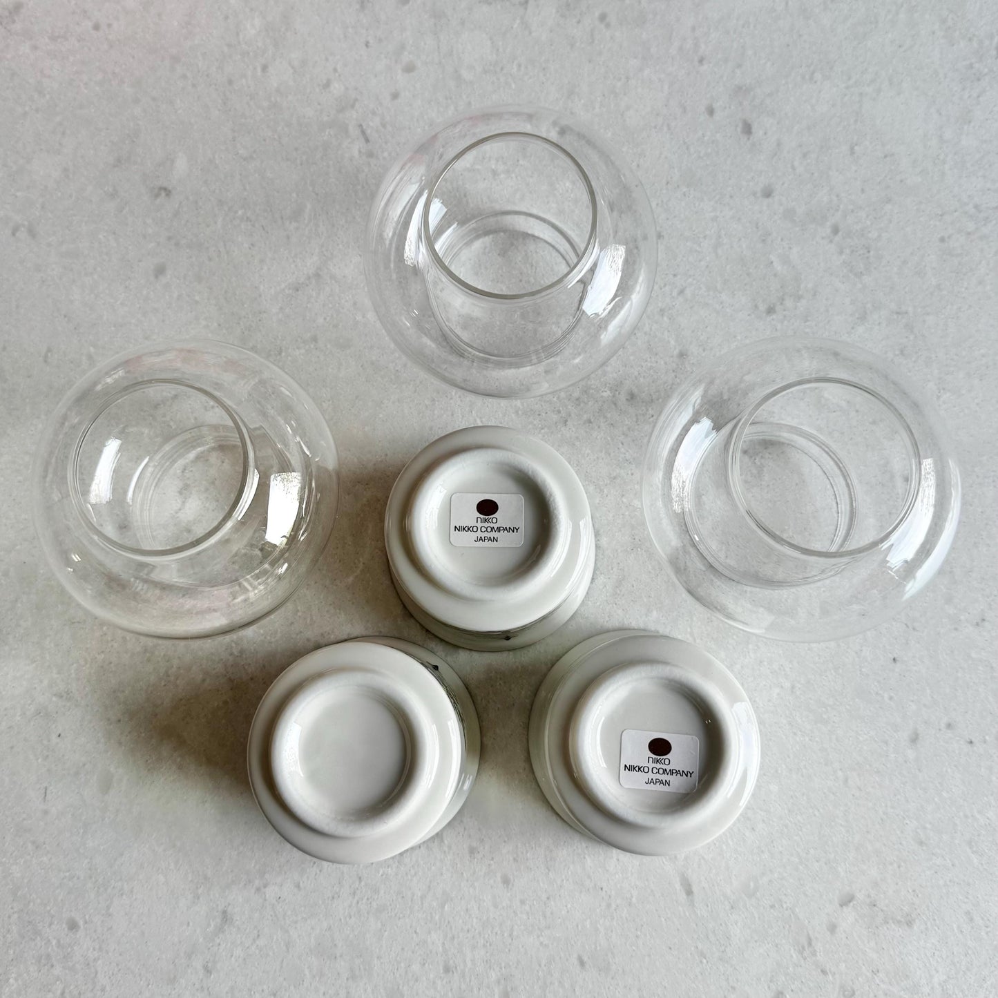 Vintage Nikko Happy Holidays Mini Globe Tea Light Candle Holders - Set of 3