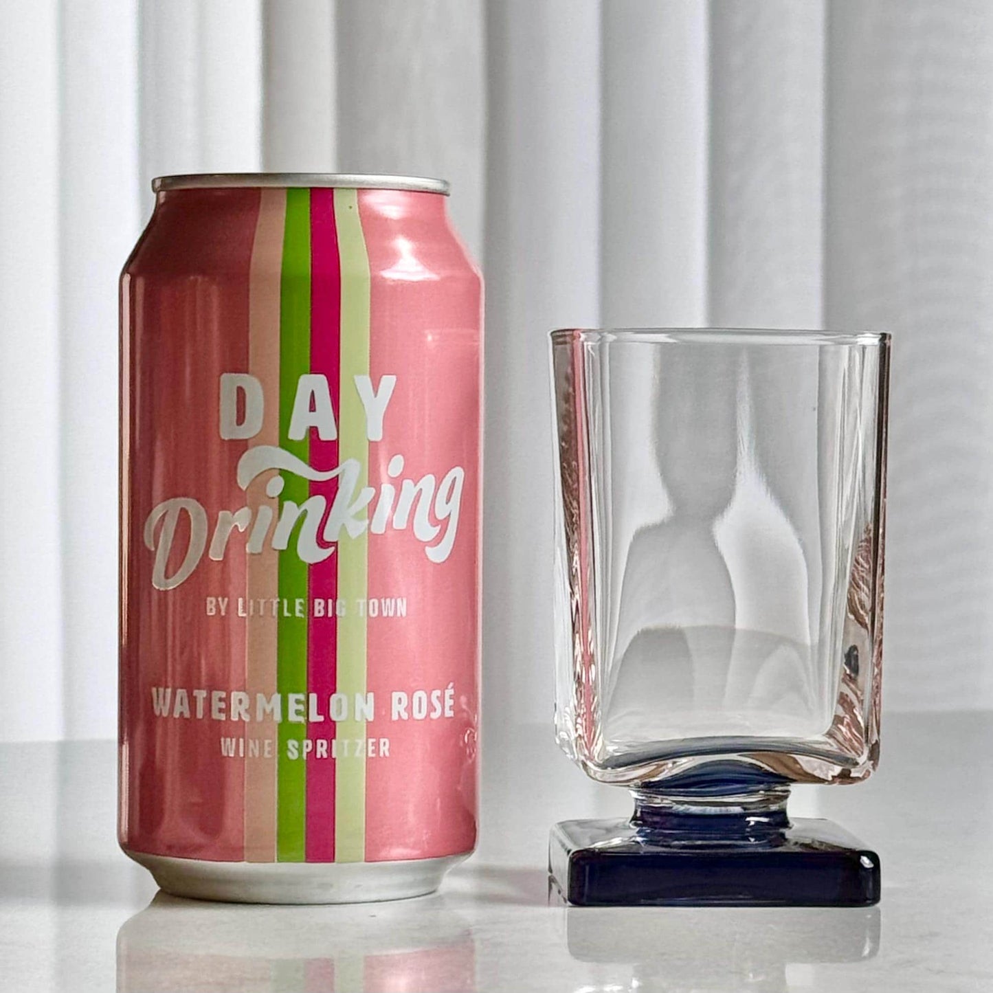 Vintage DiSaronno Pink and Blue Square Glasses - Set of 4