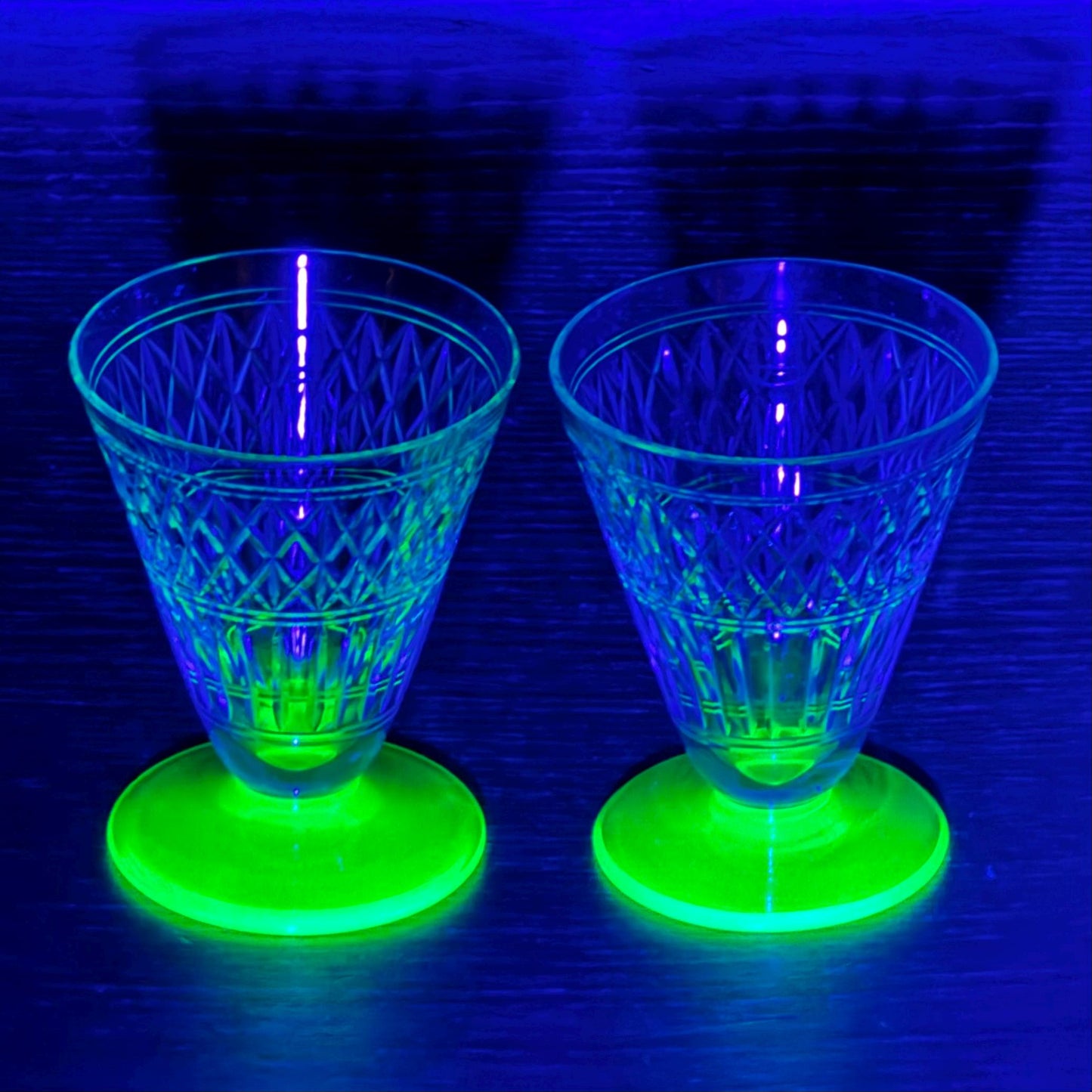 Vintage Green Uranium Footed Glasses - Set of 2