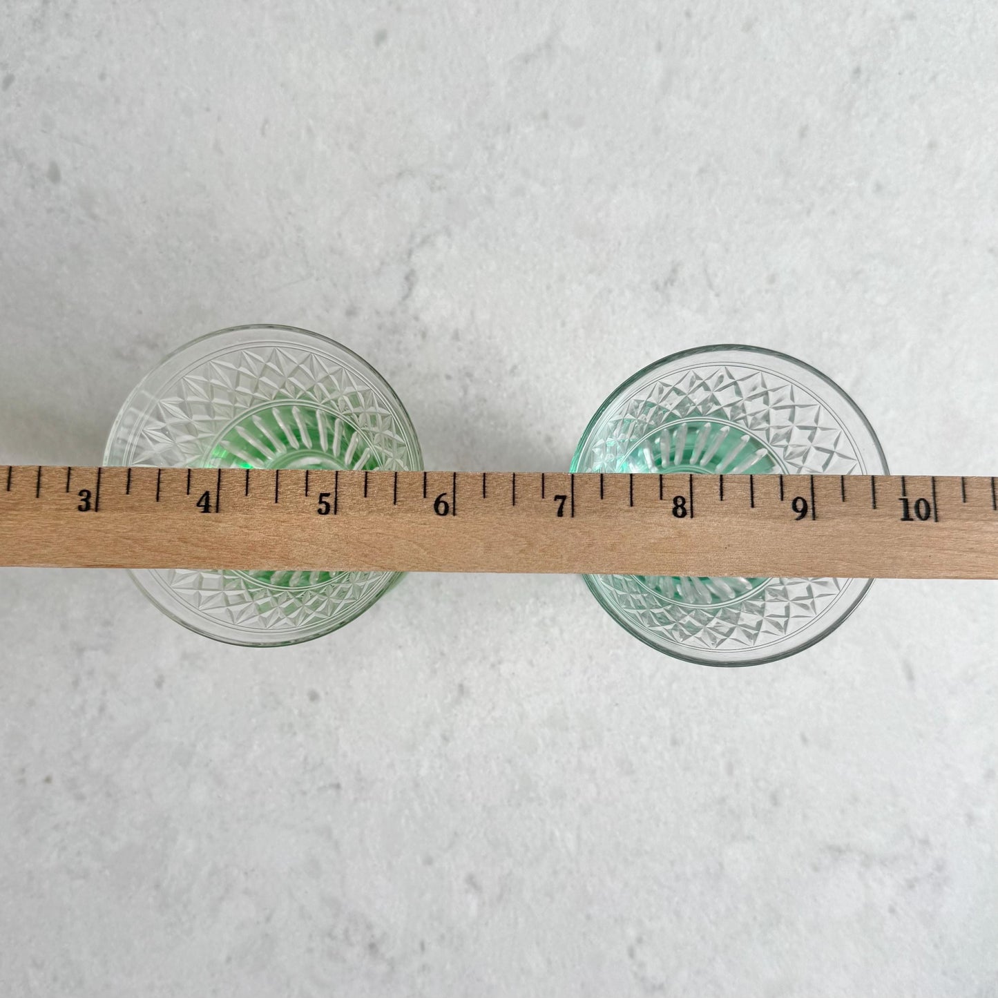 Vintage Green Uranium Footed Glasses - Set of 2
