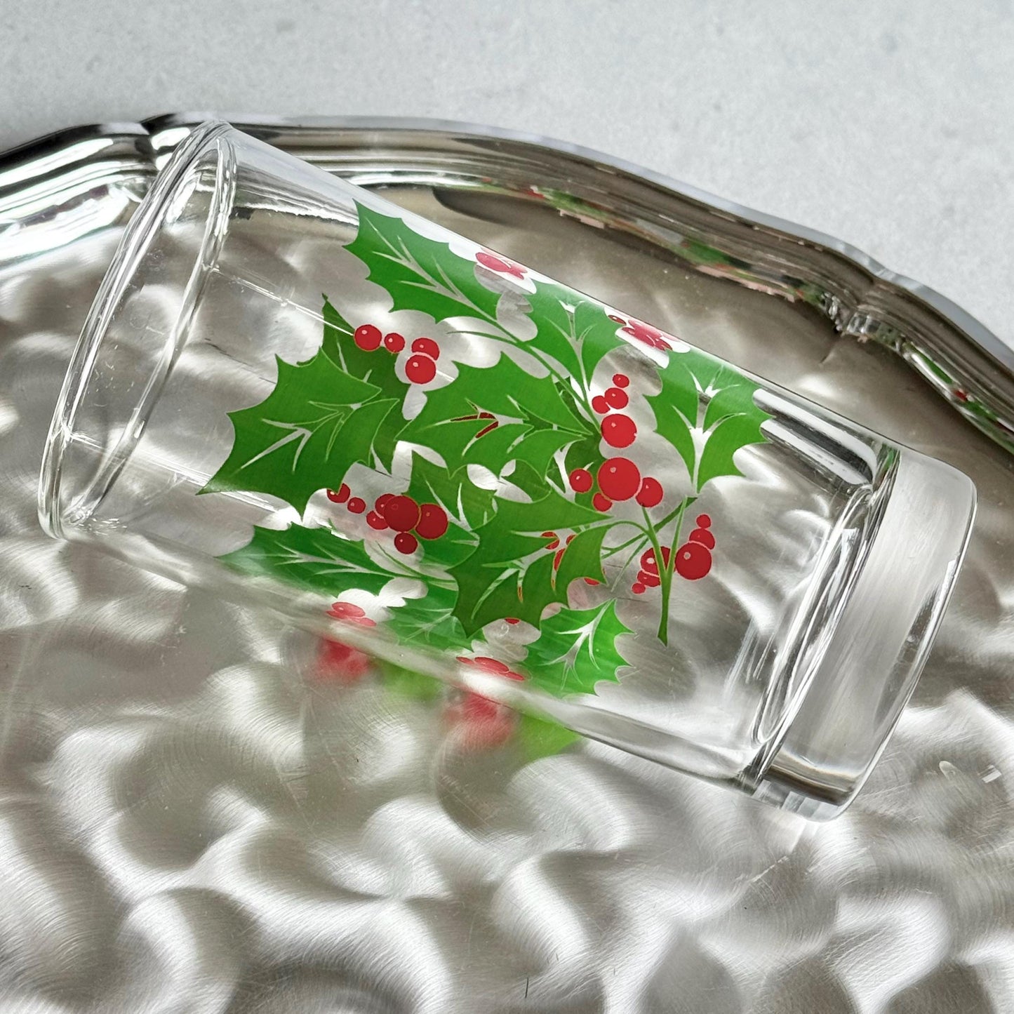 Vintage Indiana Glass 10 Ounce Holly Tumblers Glasses - Set of 4