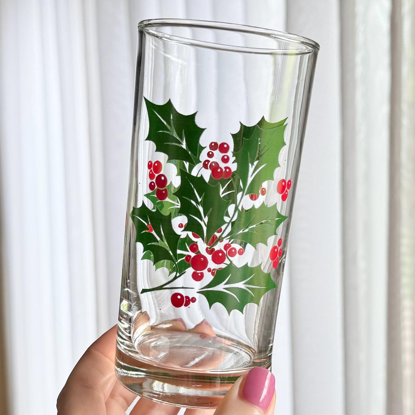 Vintage Indiana Glass 12 Ounce Holly Tumblers - Set of 4