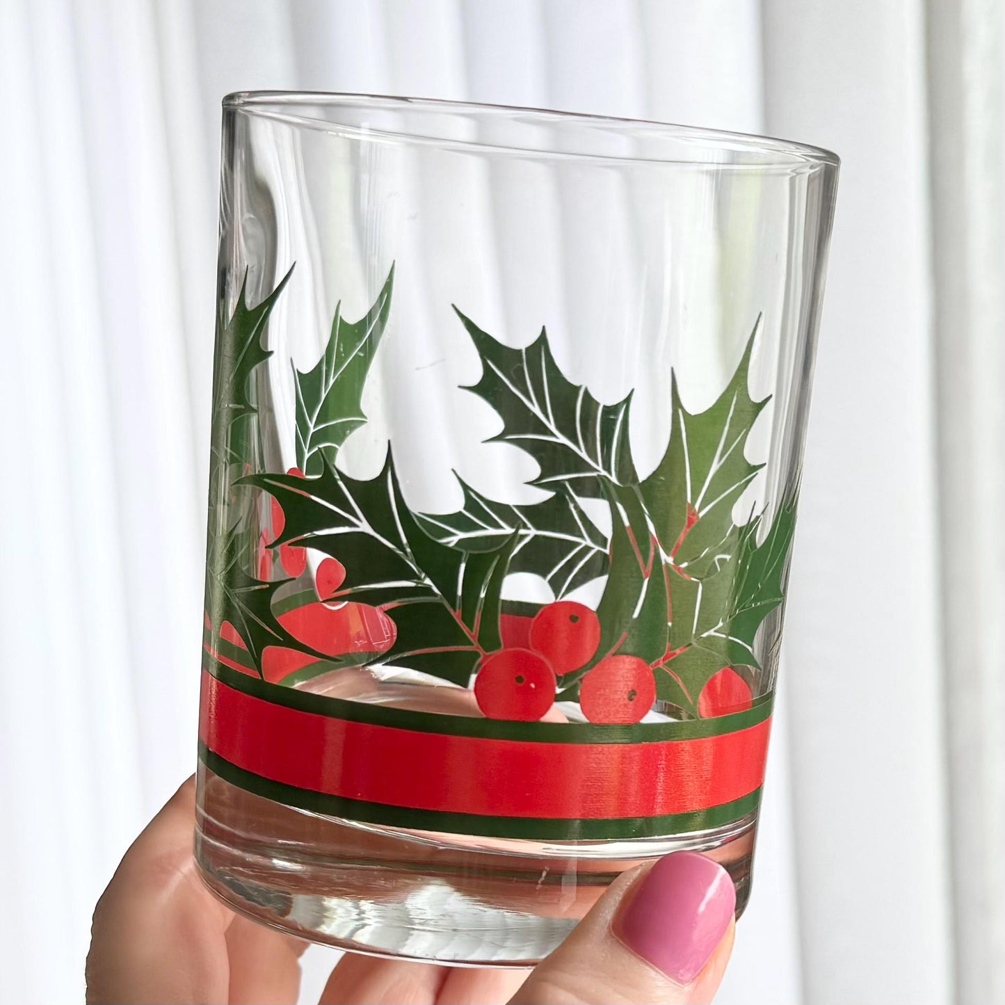 Vintage Libbey Holly and Berries Glasses - Set of 4 (#HB1)