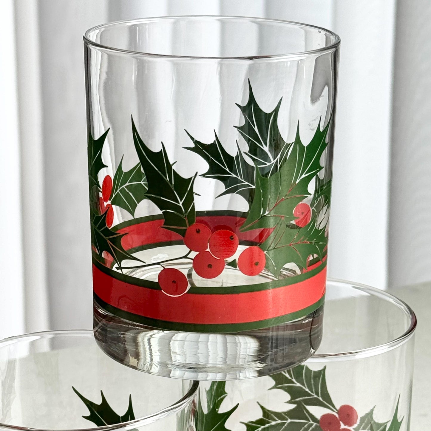 Vintage Libbey Holly and Berries Glasses - Set of 4 (#HB1)