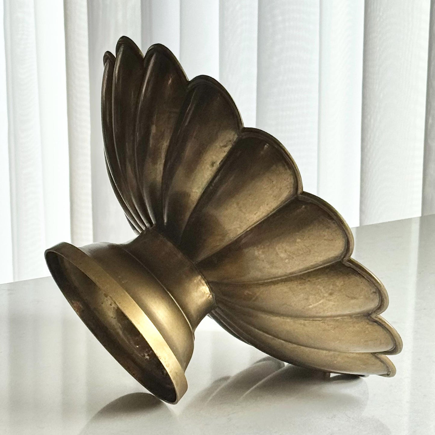Vintage Large Brass Petal Bowl