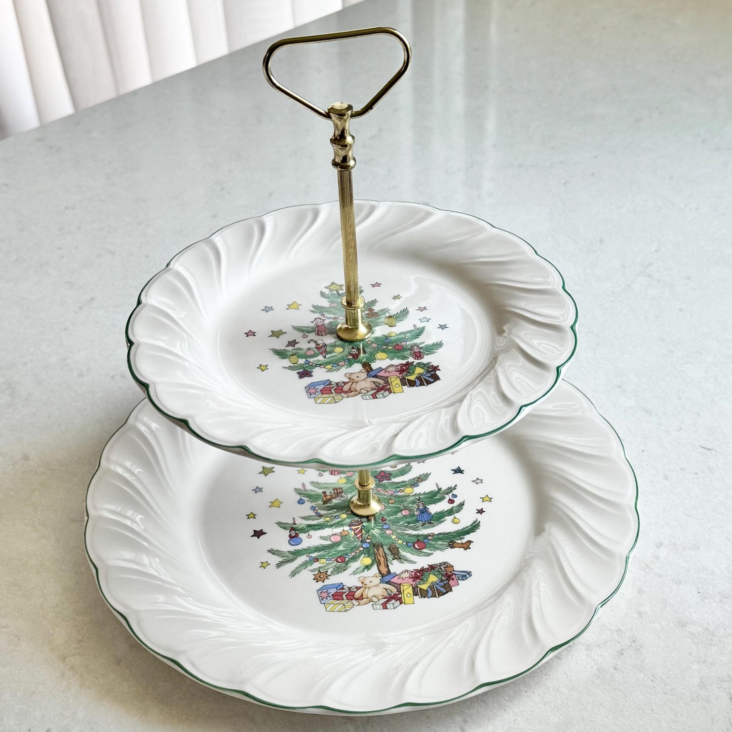 Vintage Nikko Happy Holidays Two Tier Tidbit Tray