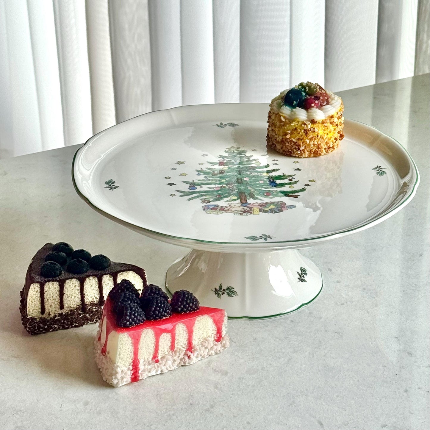 Vintage Nikko Happy Holidays Cake Stand