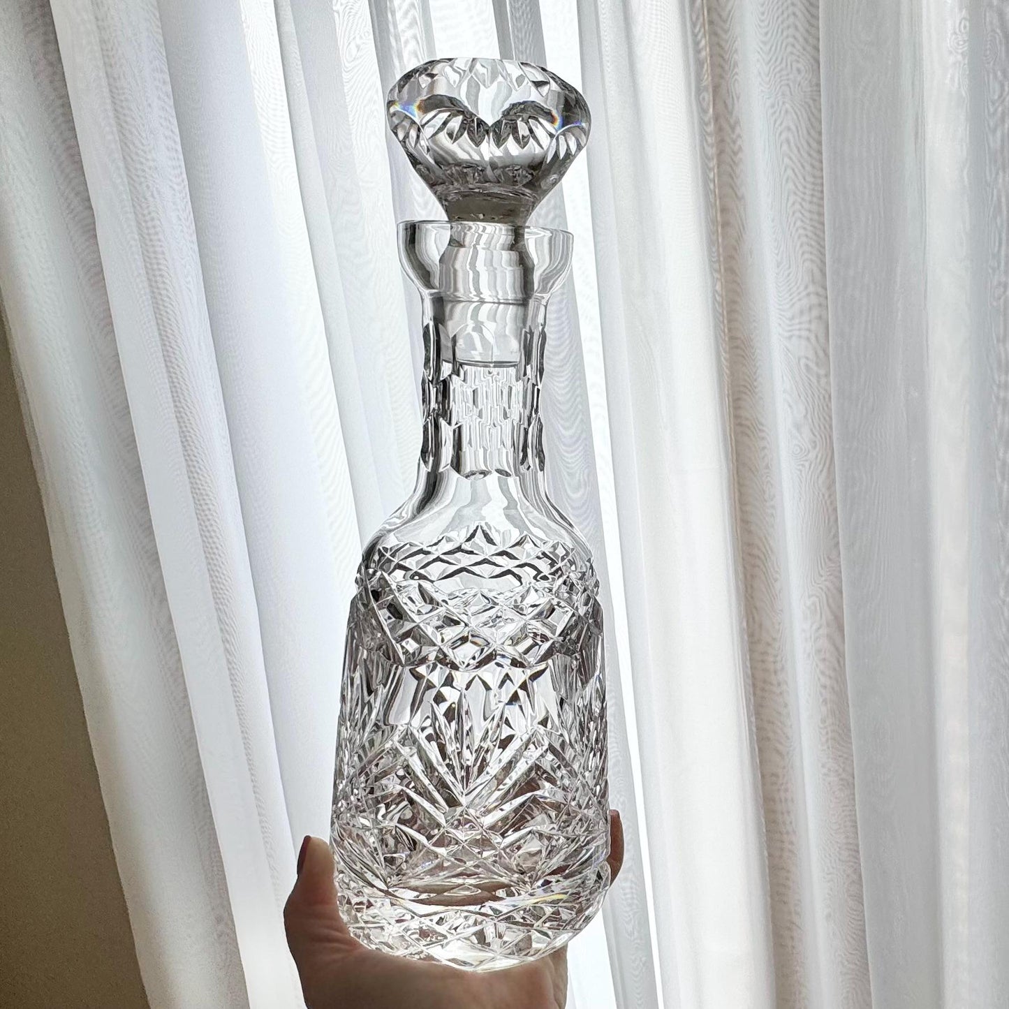 Vintage Irish Crystal Cavan Sheelin Decanter and Four (4) Glasses