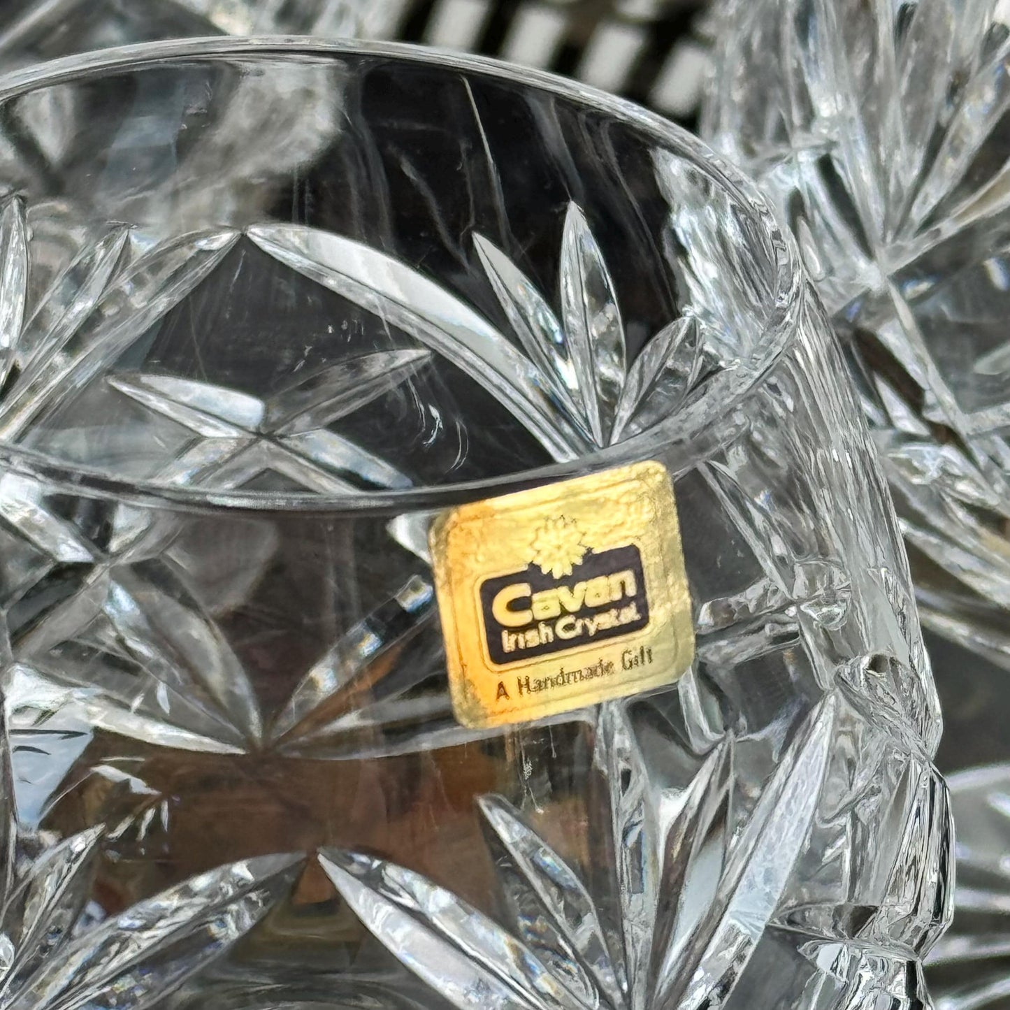 Vintage Irish Crystal Cavan Sheelin Decanter and Four (4) Glasses