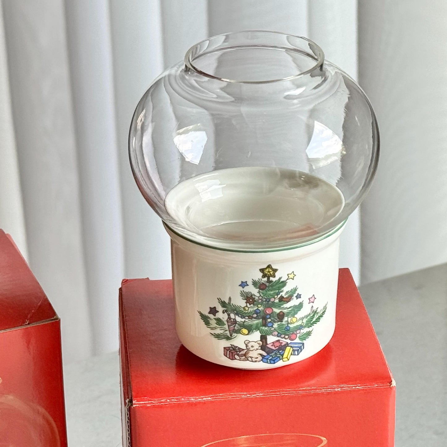 Vintage Nikko Happy Holidays Mini Globe Tea Light Candle Holders - Set of 3