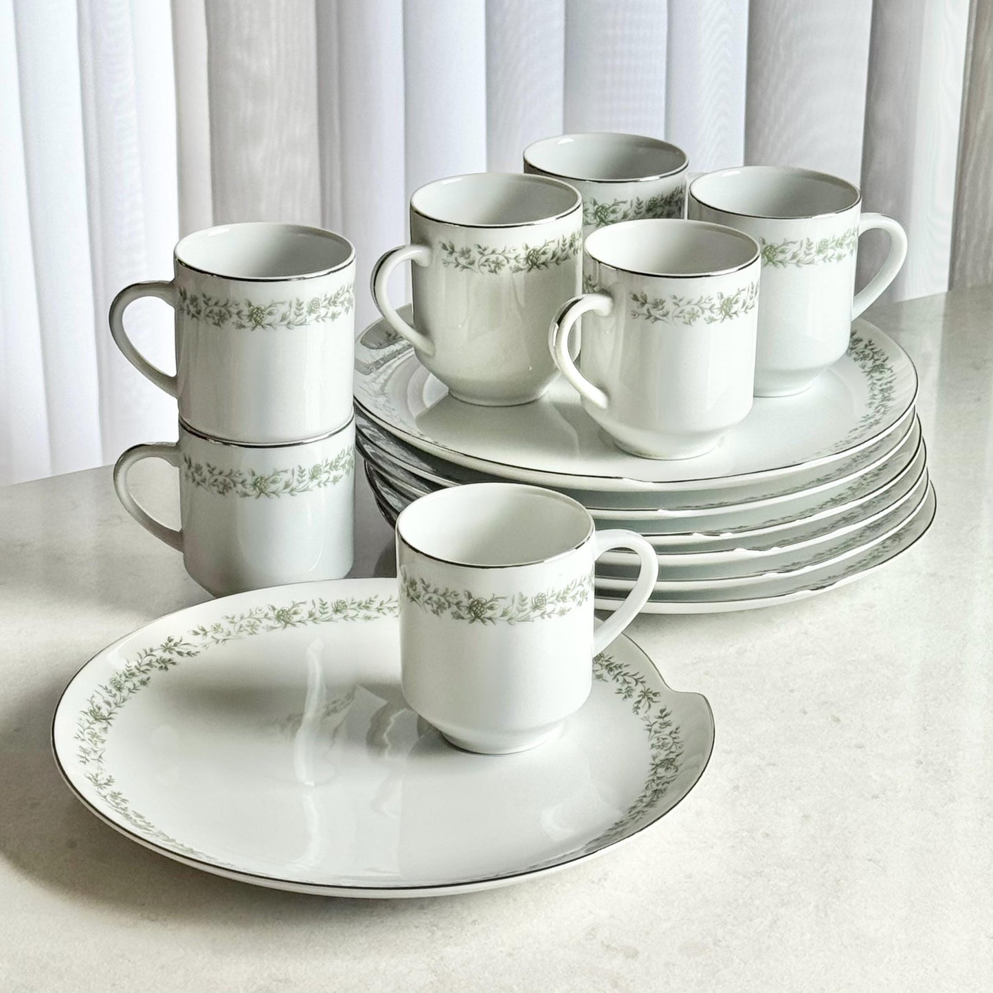 Vintage Mikasa Montclair Snack Sets - 7 sets, 14 pieces total