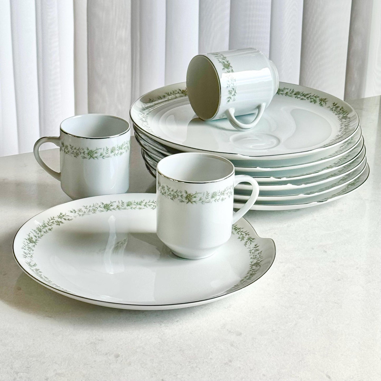 Vintage Mikasa Montclair Snack Sets - 7 sets, 14 pieces total