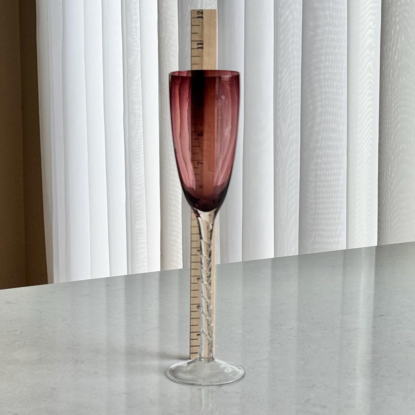 Vintage Amethyst Twisted Stem Glasses - Set of 4