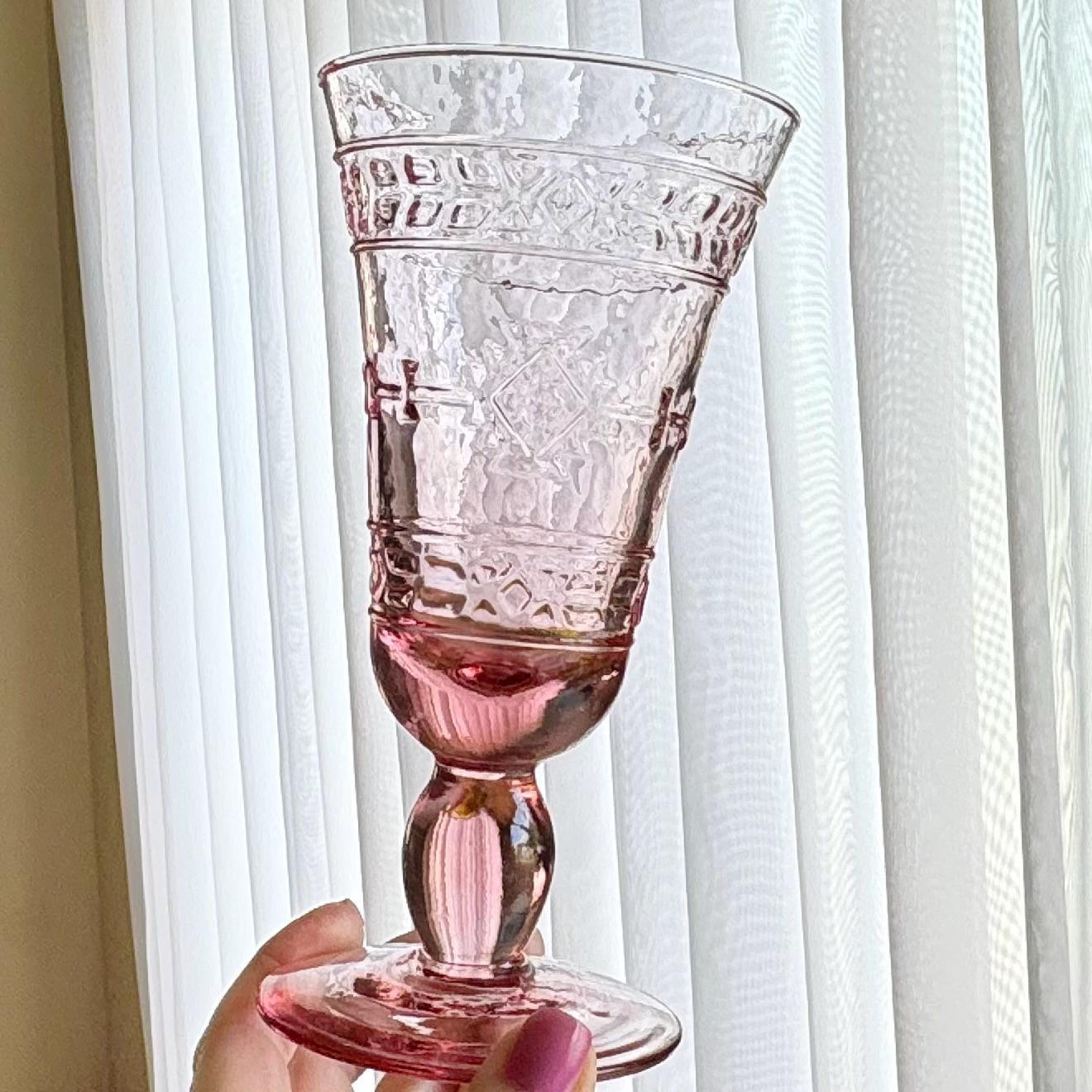 Vintage Mikasa Studio Nova Adirondack Pink Glasses (circa 1997 - 2000) - Set of 7