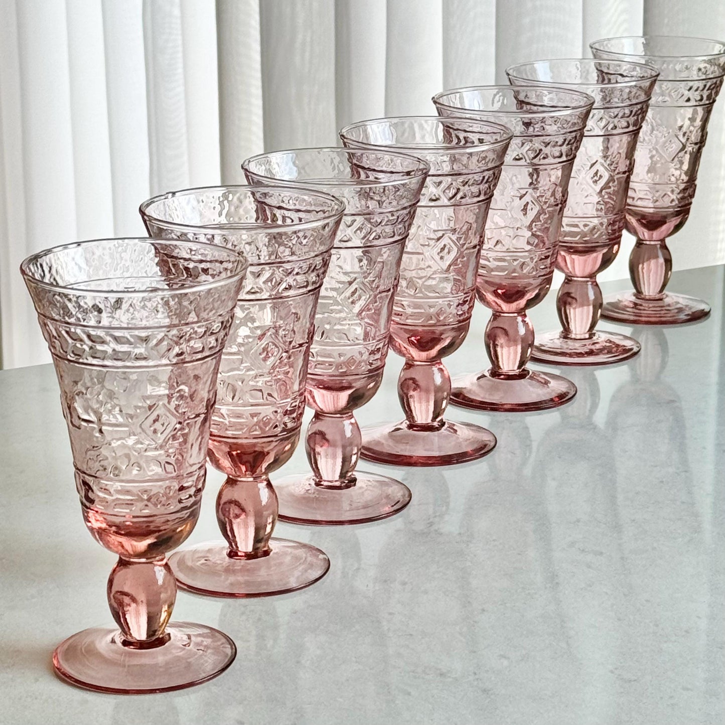 Vintage Mikasa Studio Nova Adirondack Pink Glasses (circa 1997 - 2000) - Set of 7