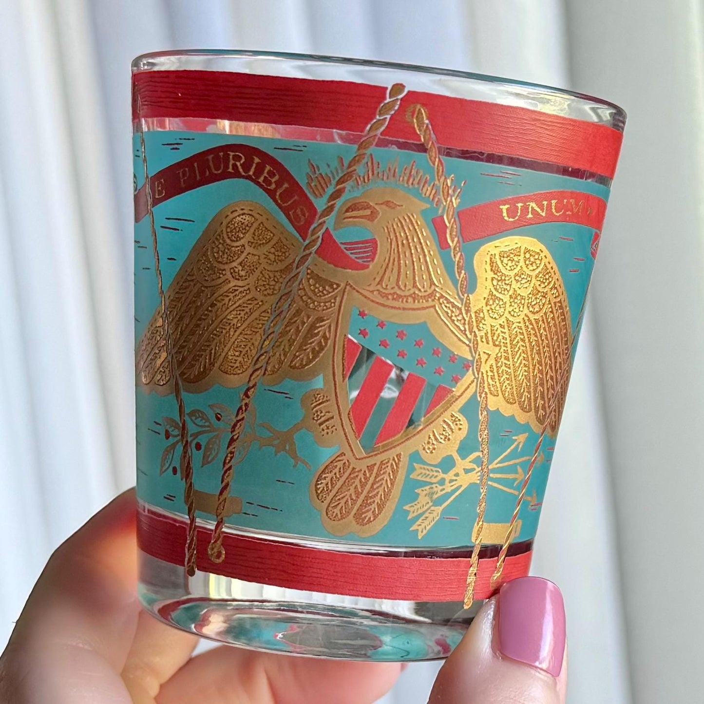 Vintage Cera E Pluribus Unum Regimental Drum Glasses - Set of 5