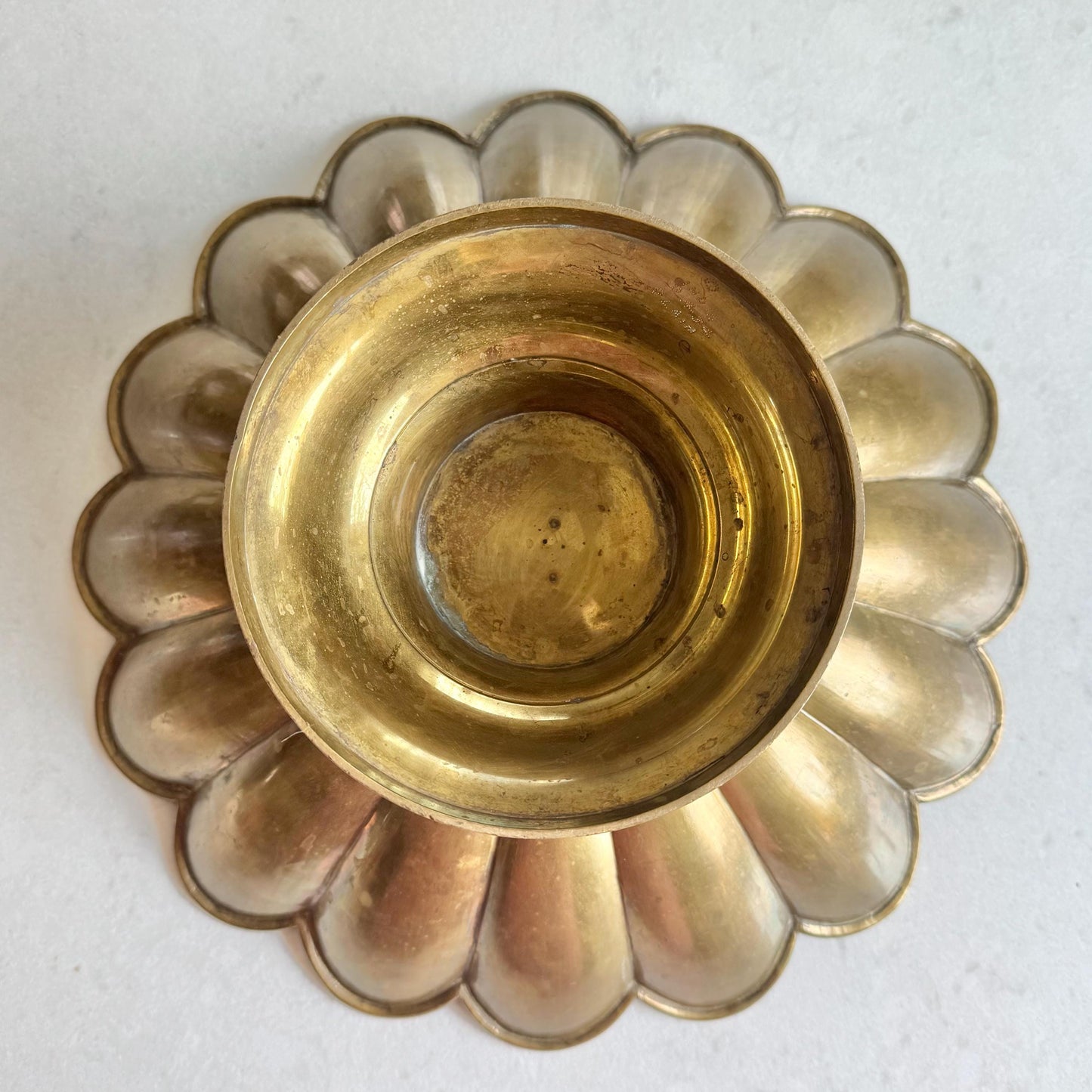 Vintage Large Brass Petal Bowl
