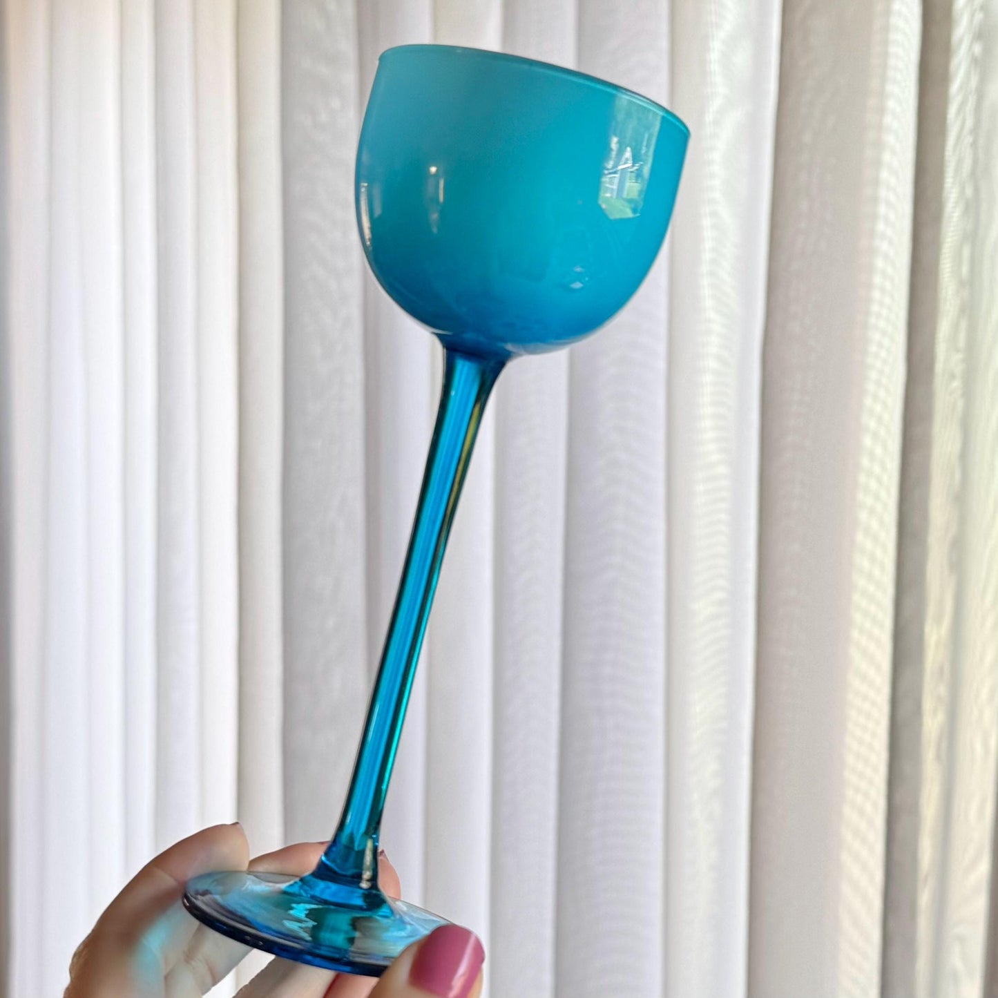 Vintage Carlo Moretti Crysta Blue Cased Glasses - Set of 9