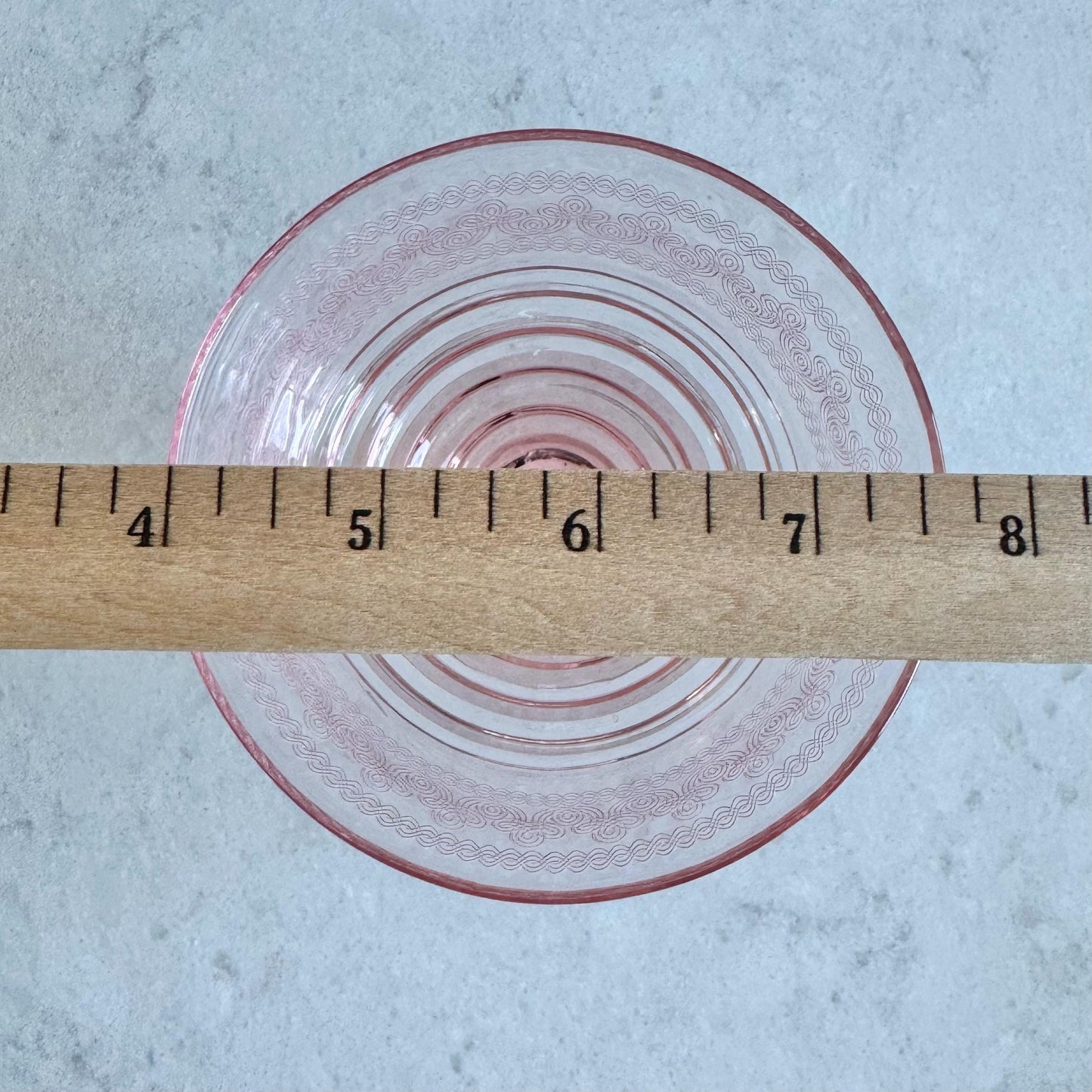 Vintage Pink Needle Etched Optic Panel Glasses - Set of 4