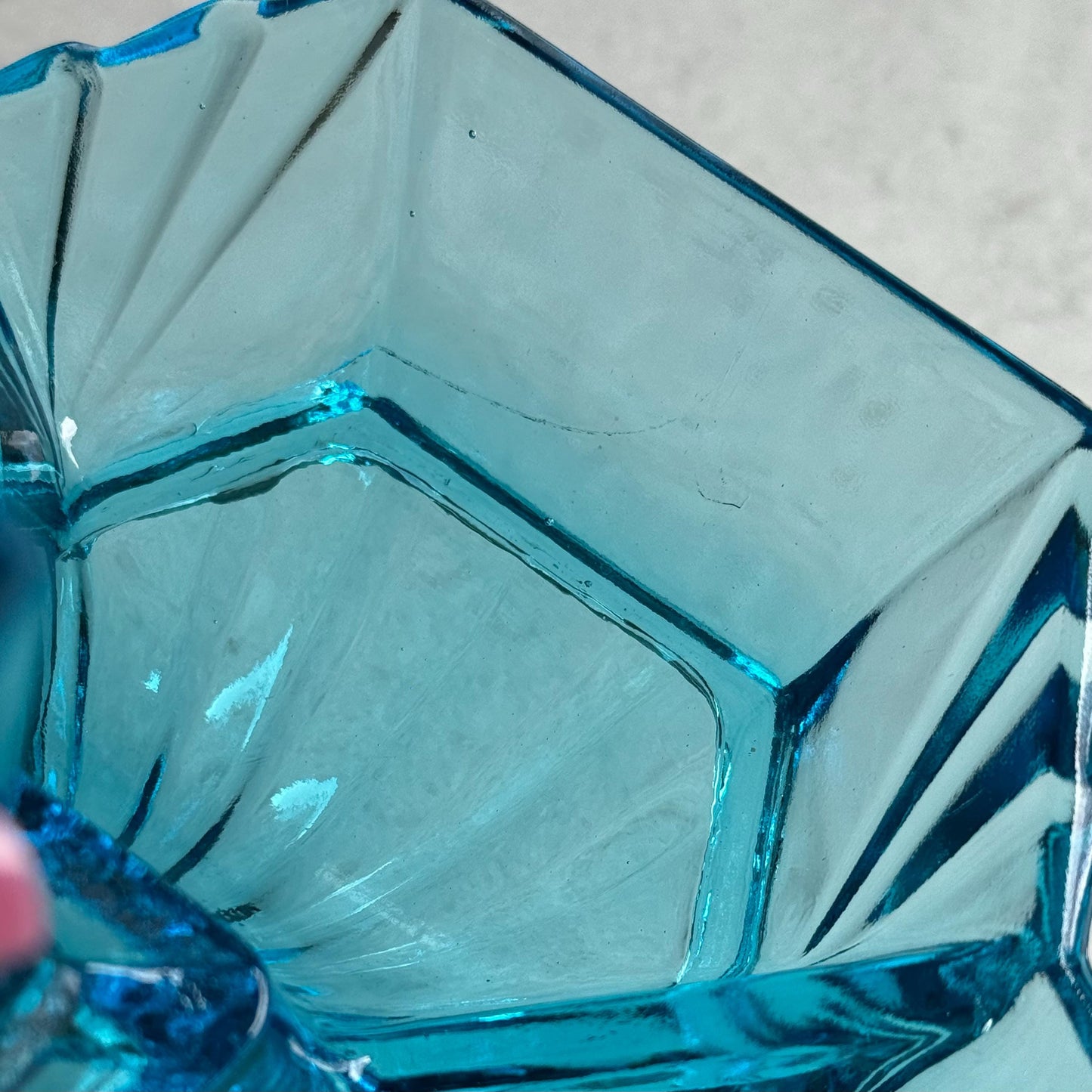 Vintage Indiana Glass Pyramid Blue Four-Part Relish Dish with Center Handle (circa 1974 - 1975)