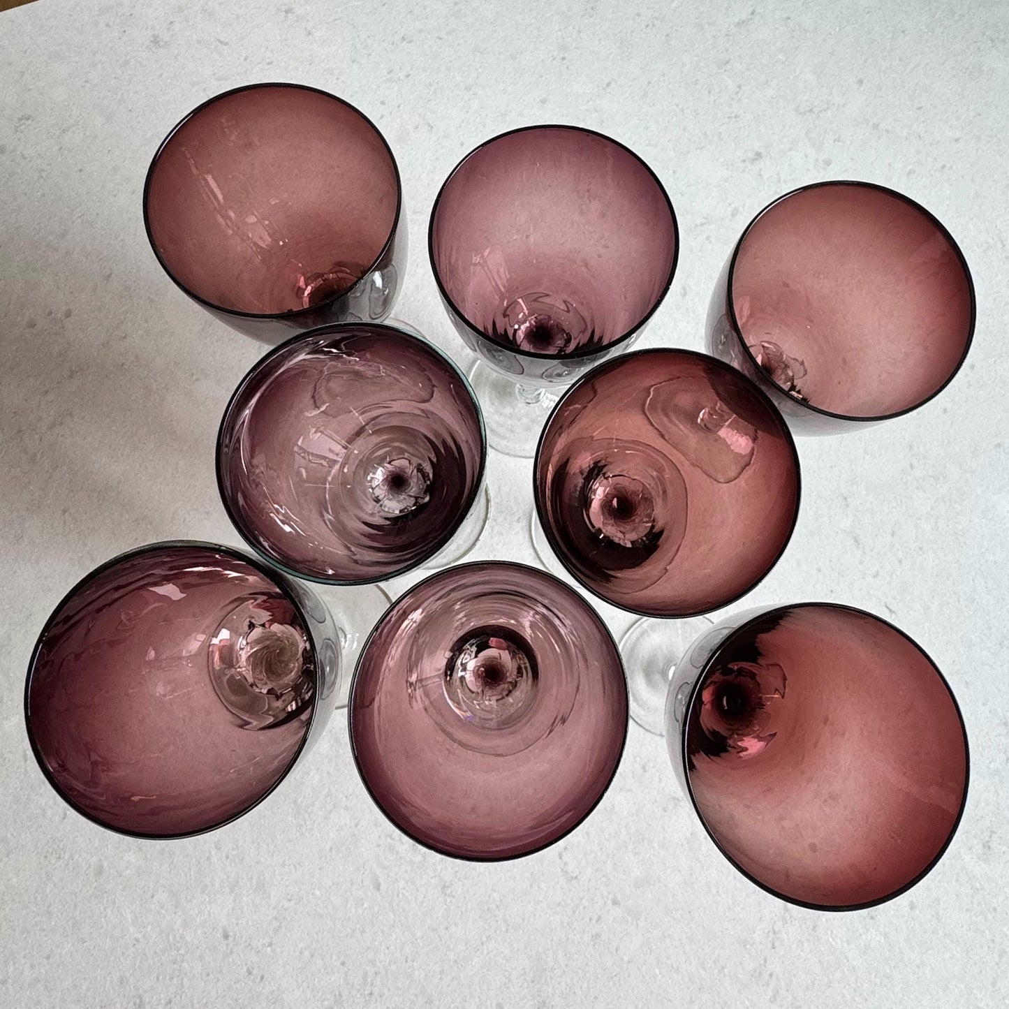 Vintage Amethyst Twisted Stem Glasses - Set o 8