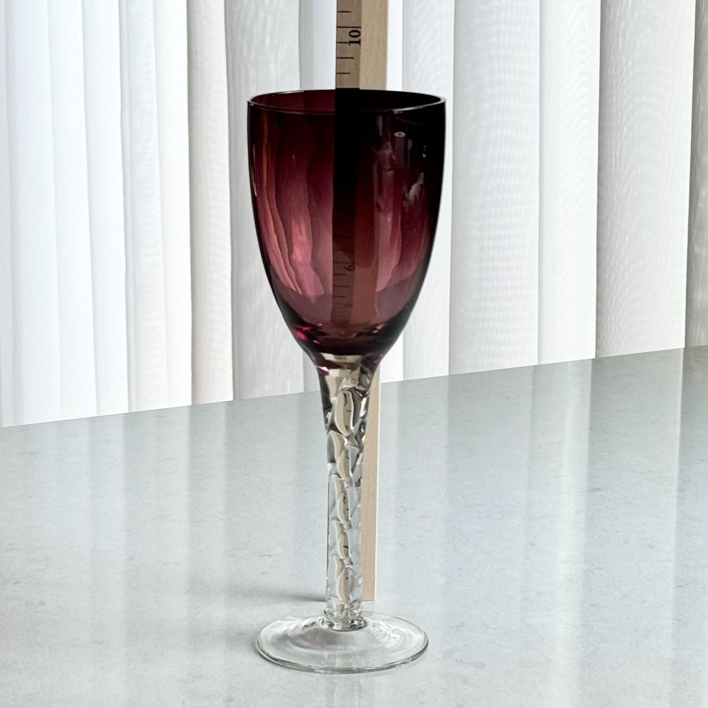 Vintage Amethyst Twisted Stem Glasses - Set of 11