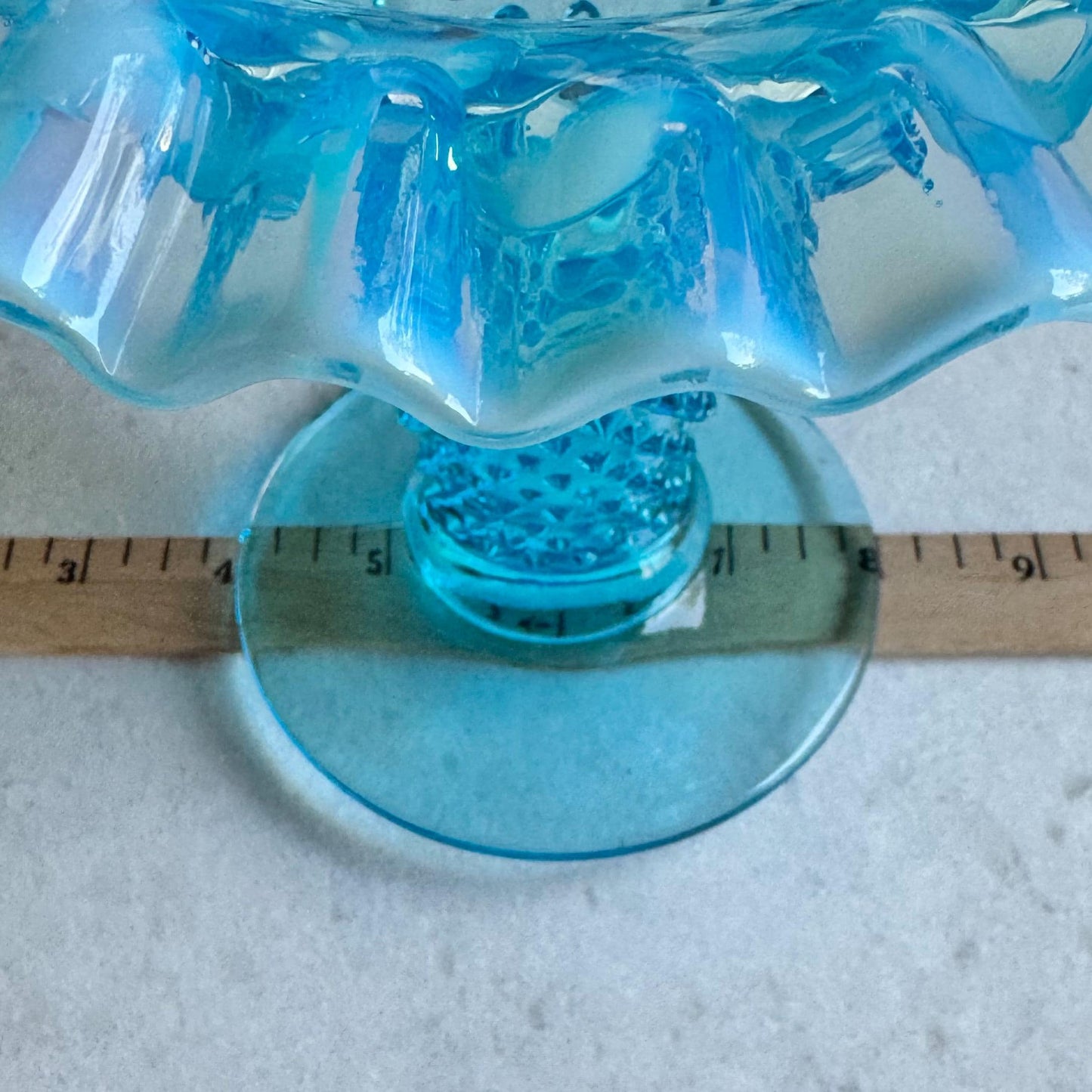 Vintage Fenton Blue Opalescent Large 12 Inch Basket (circa 1939 - 1955)