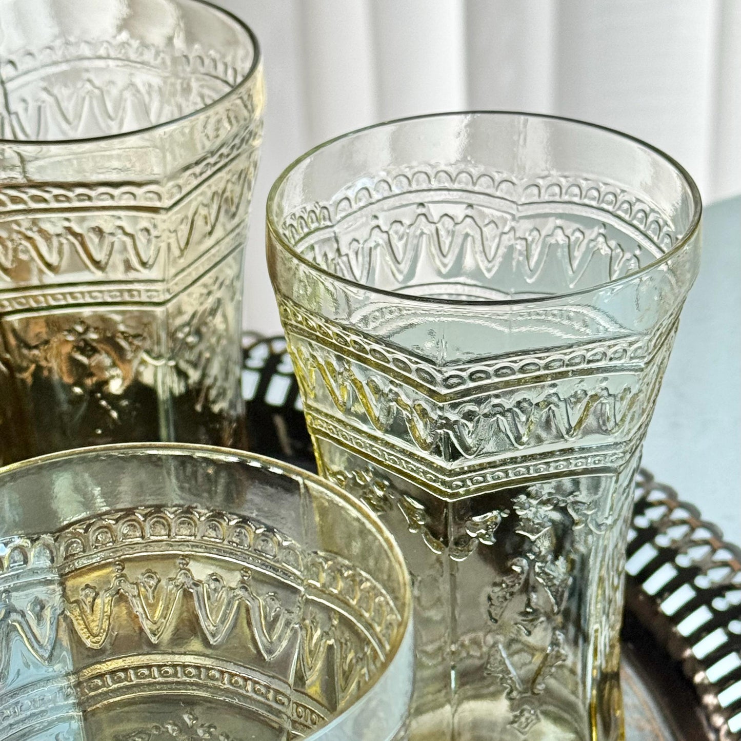Vintage Federal Glass Patrician Amber Large 14 Ounce Tumblers (circa 1933-1937) - Set of 7