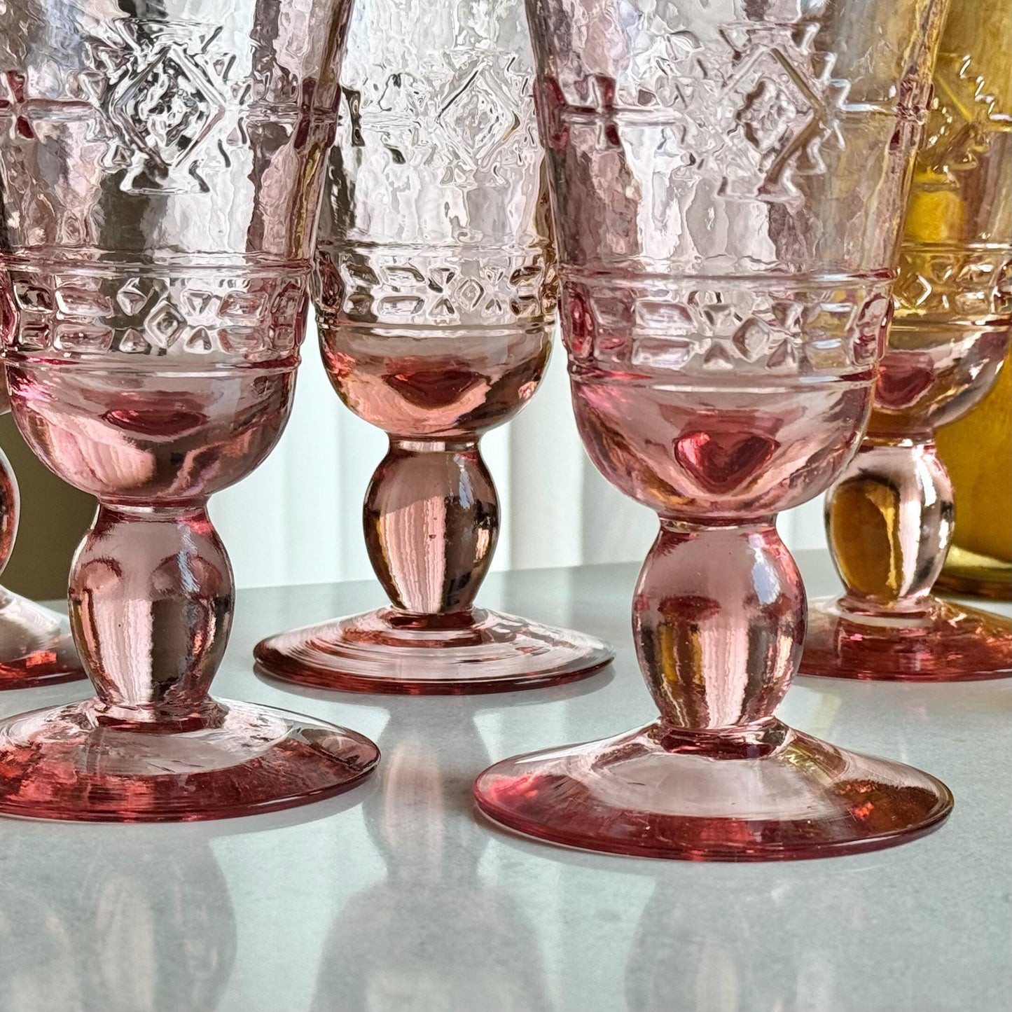Vintage Mikasa Studio Nova Adirondack Pink Glasses (circa 1997 - 2000) - Set of 7