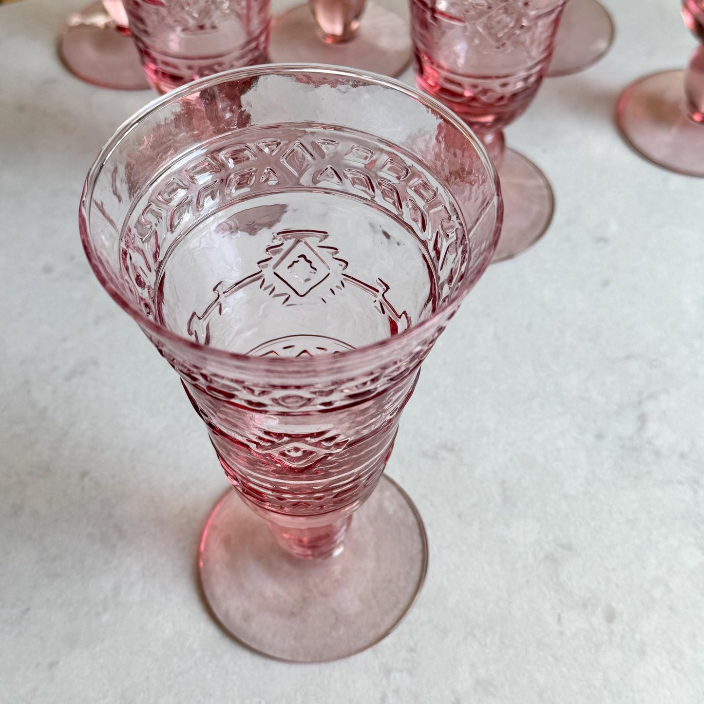 Vintage Mikasa Studio Nova Adirondack Pink Glasses (circa 1997 - 2000) - Set of 7