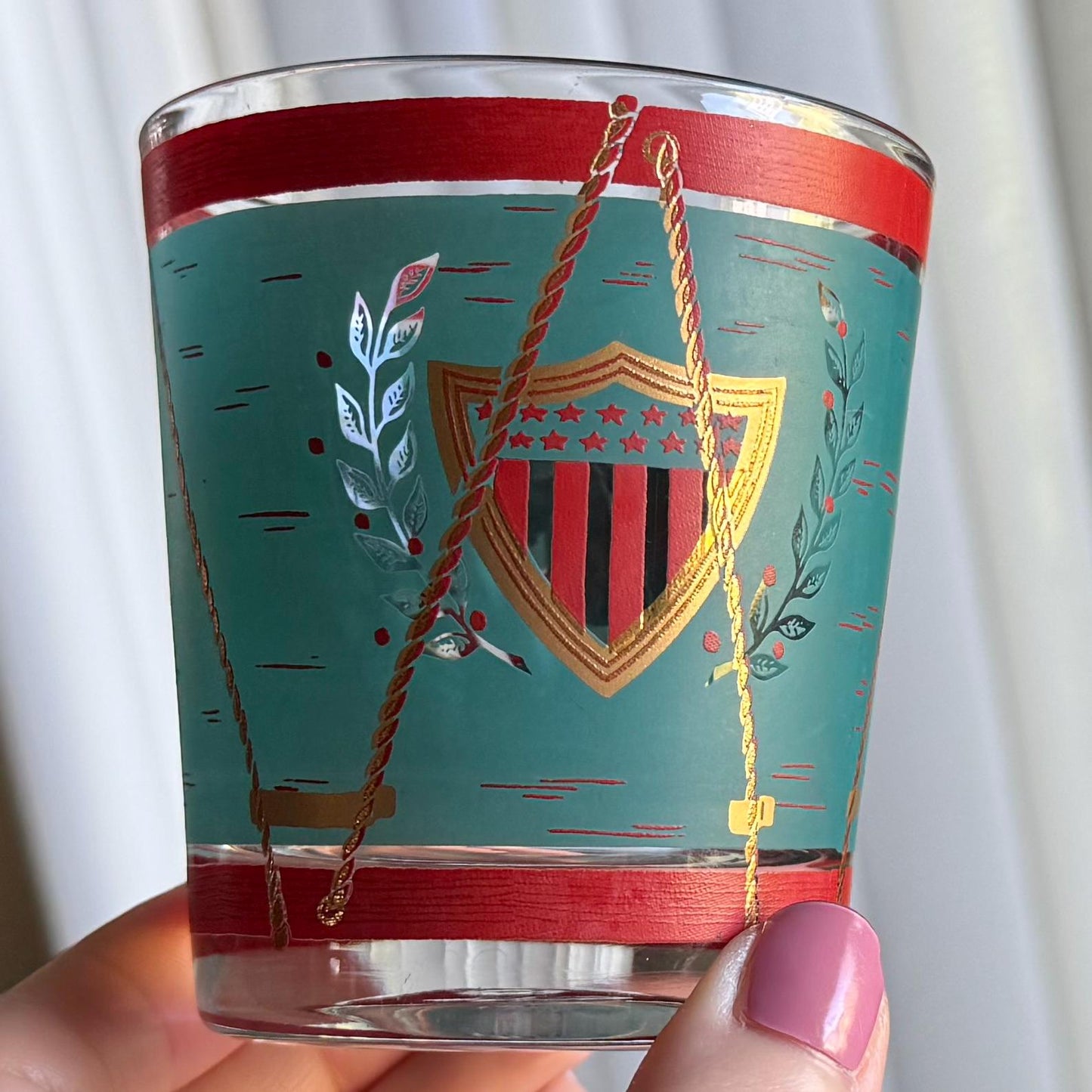 Vintage Cera E Pluribus Unum Regimental Drum Glasses - Set of 5