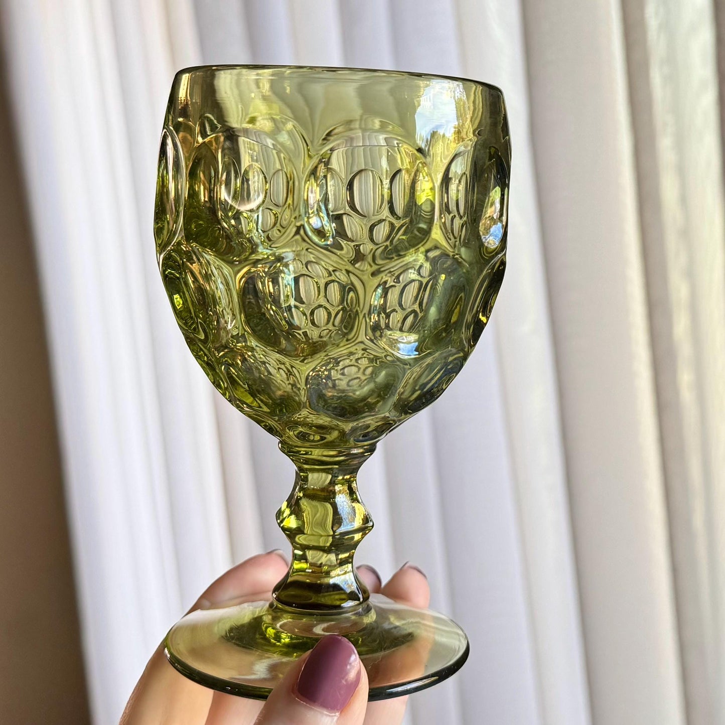 Vintage Imperial Provincial Green Thumbprint Glasses (circa 1966 - 1979) - Set of 6