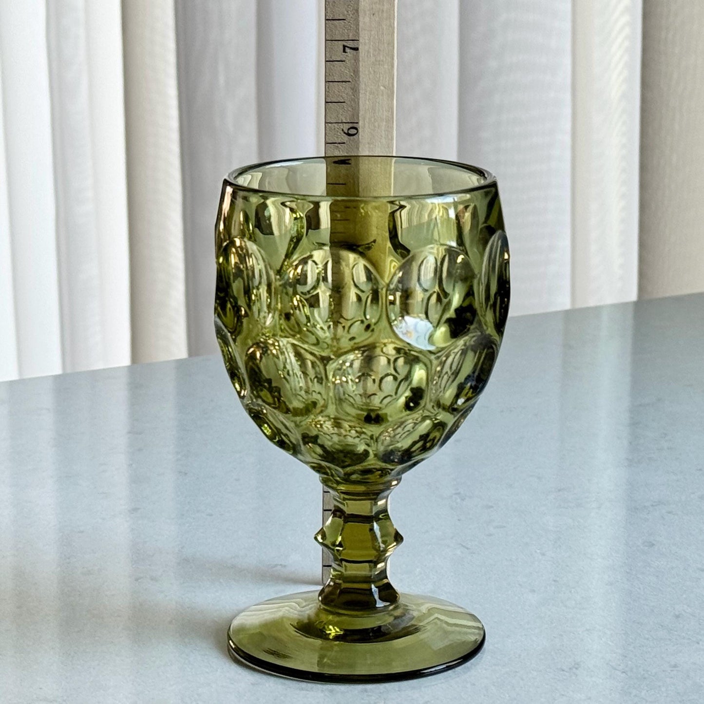 Vintage Imperial Provincial Green Thumbprint Glasses (circa 1966 - 1979) - Set of 6