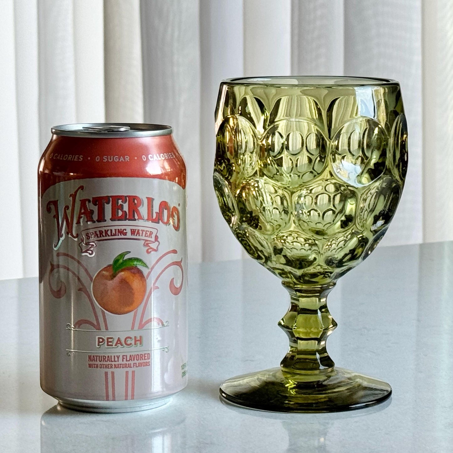 Vintage Imperial Provincial Green Thumbprint Glasses (circa 1966 - 1979) - Set of 6