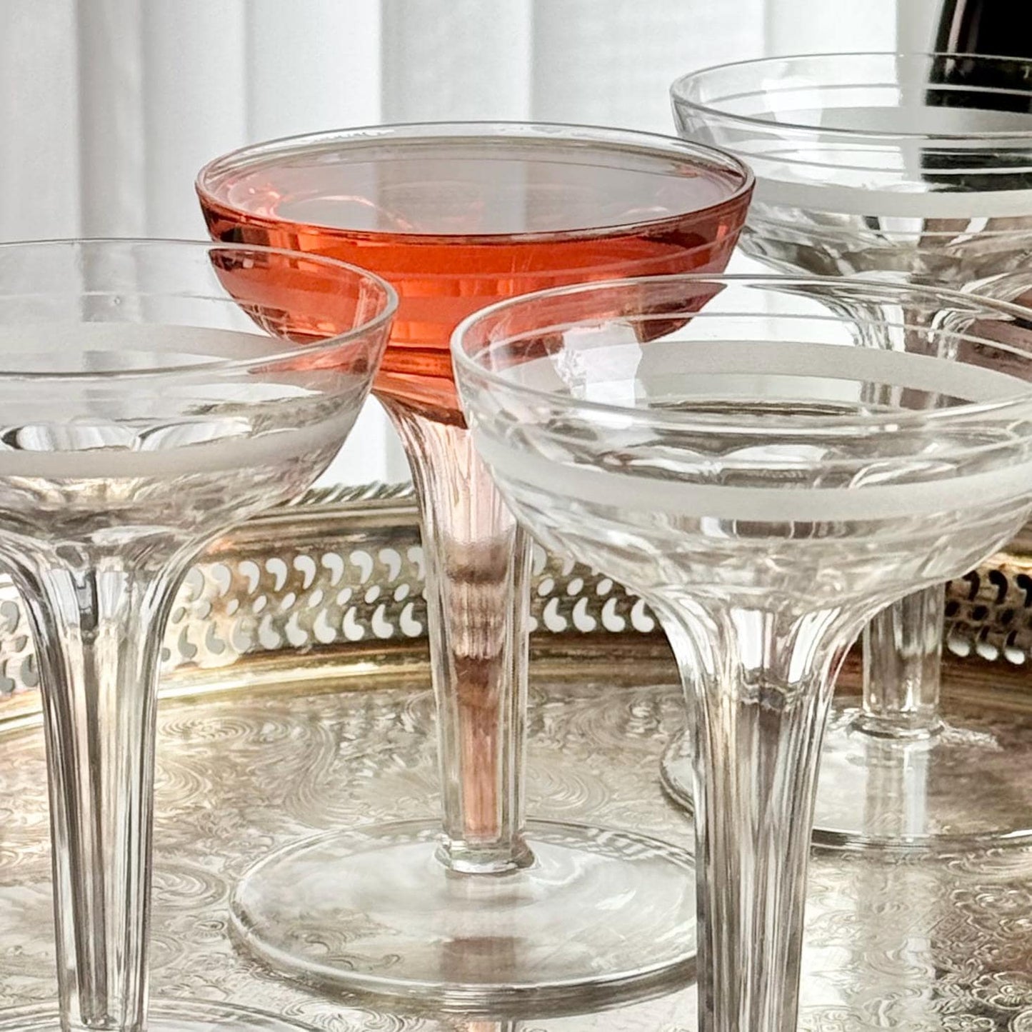 Vintage Hollow Stem Glasses - Set of 6