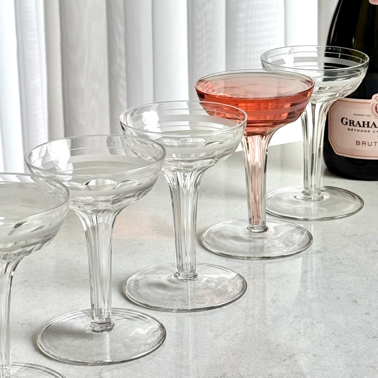 Vintage Hollow Stem Glasses - Set of 6