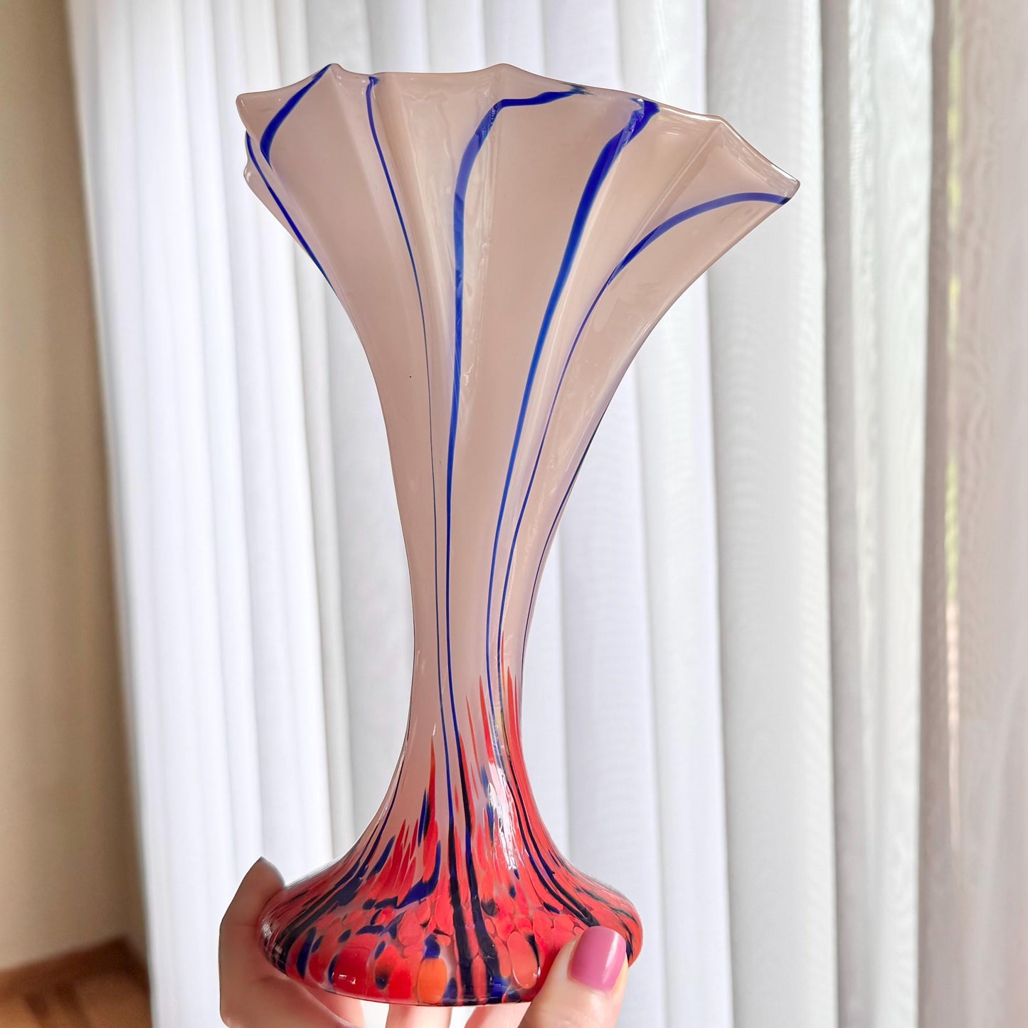 Vintage Kralik Hand Blown Art Glass Confetti Vase