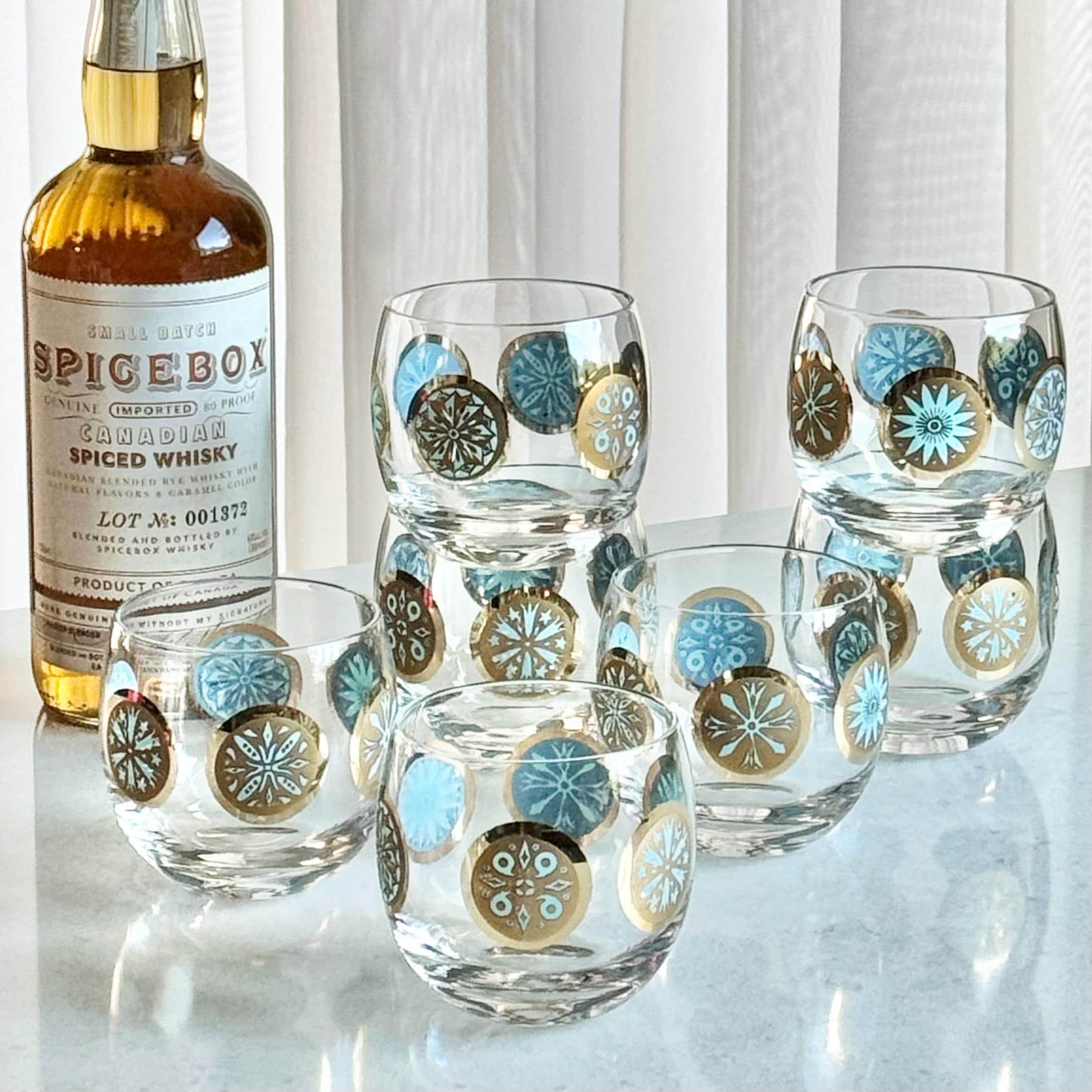 Vintage Culver Carnival Roly Poly Glasses - Set of 7