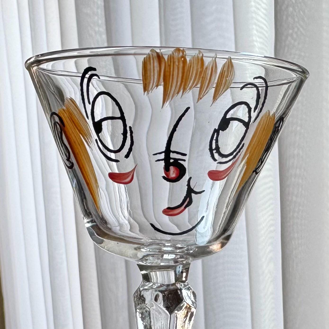 Vintage Gay Fad Studios Tipsy Beau Brummel Martini Cocktail Glasses - Set of 7