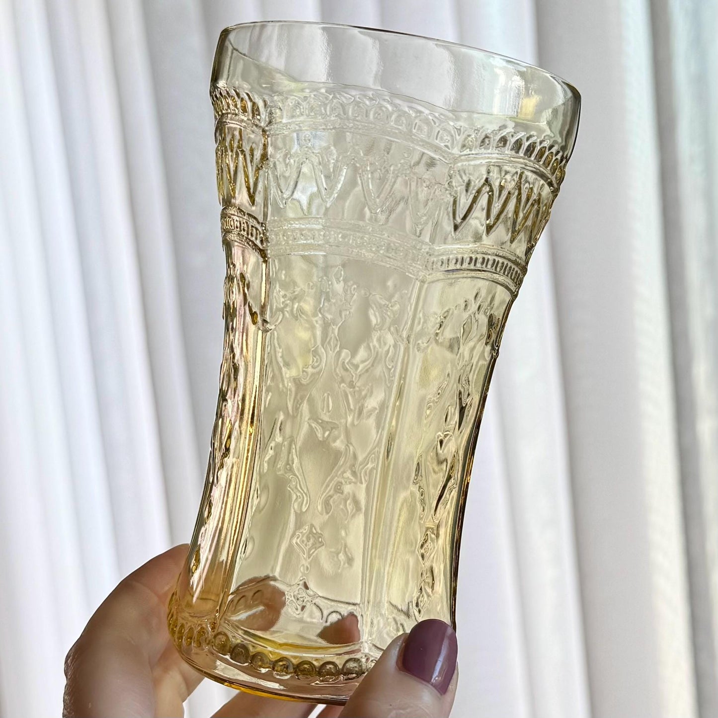 Vintage Federal Glass Patrician Amber Large 14 Ounce Tumblers (circa 1933-1937) - Set of 7