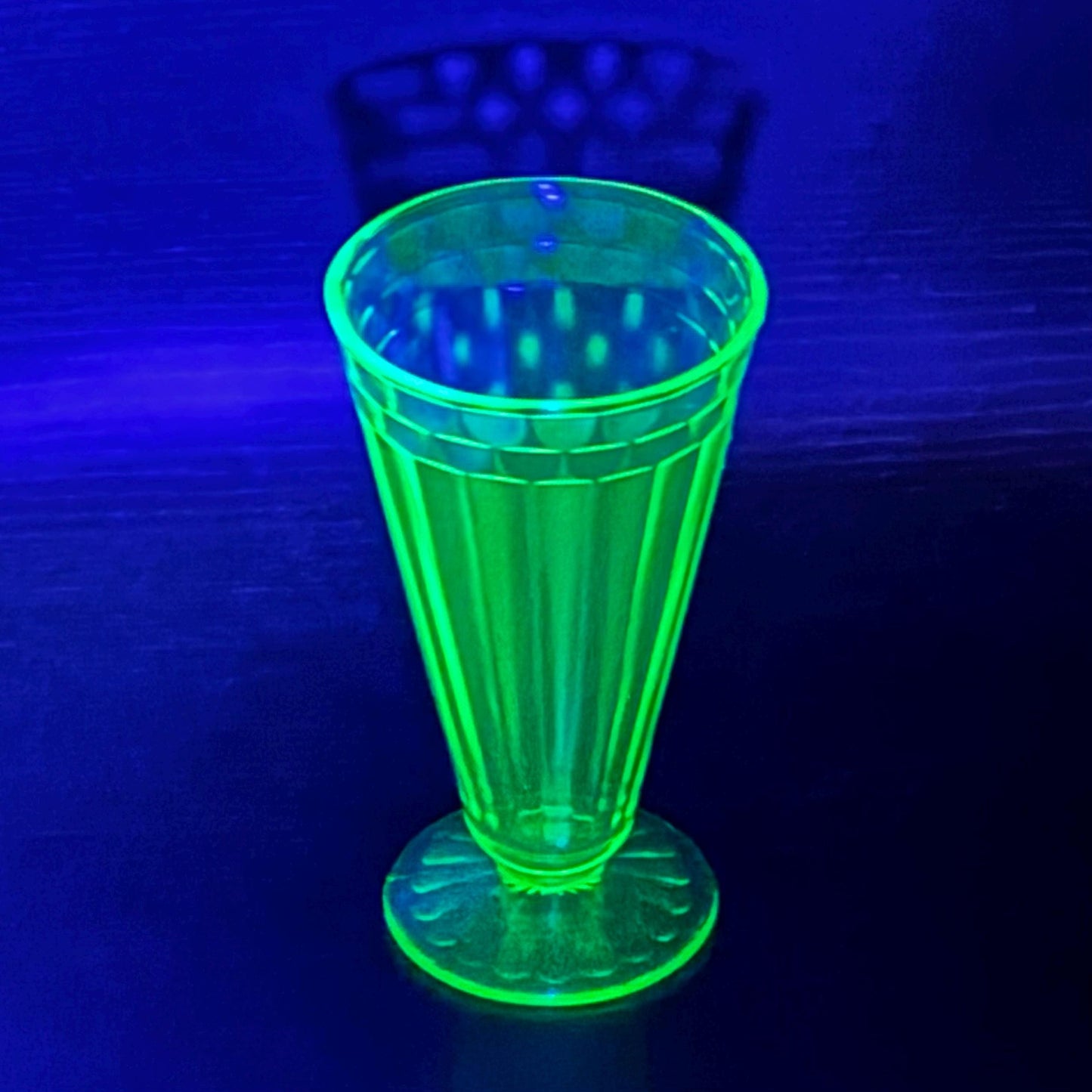 Vintage Green Uranium Glass Footed Tumblers / Parfaits - Set of 10